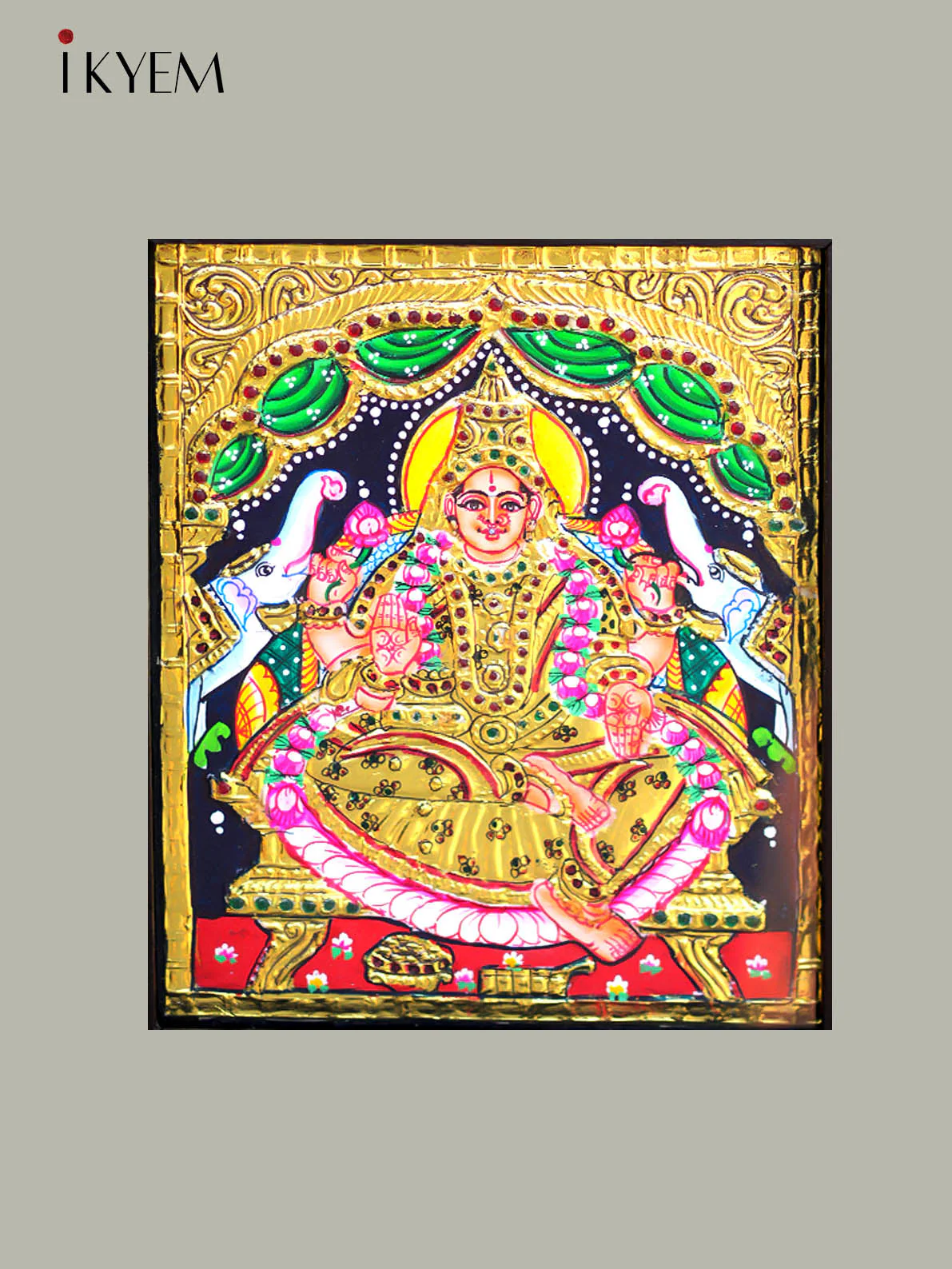 Gaja Lakshmi - Tanjore Painting 13 * 11 inches - Image 3