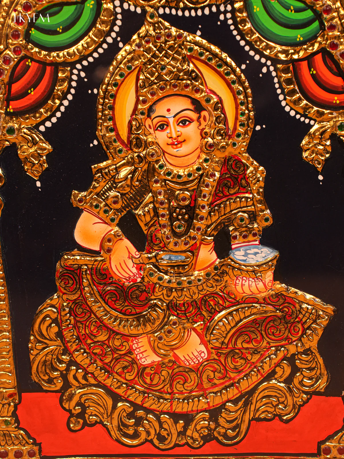 Goddess Annapoorani - Tanjore Painting (15×13) -4HJ01035 - Image 3
