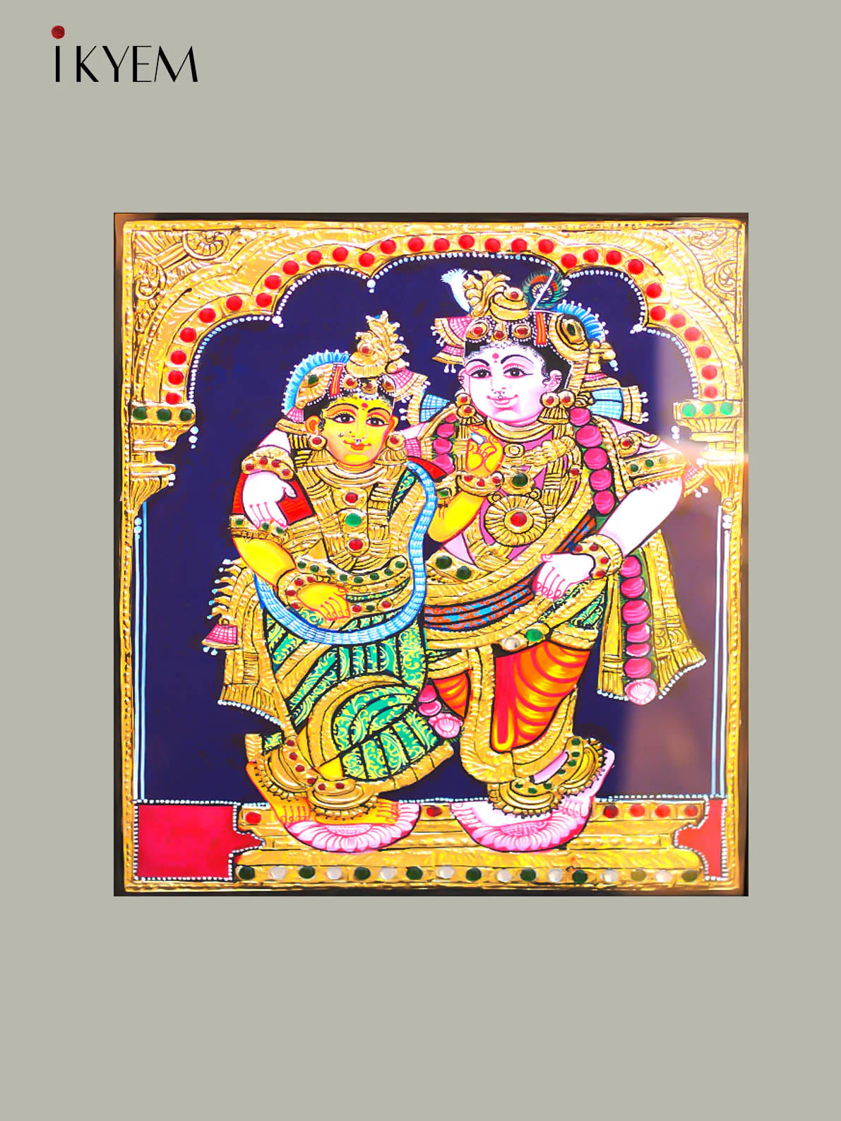 Radha Krishna - Tanjore Painting 18x15 inches - 4HJ01039 - Image 3
