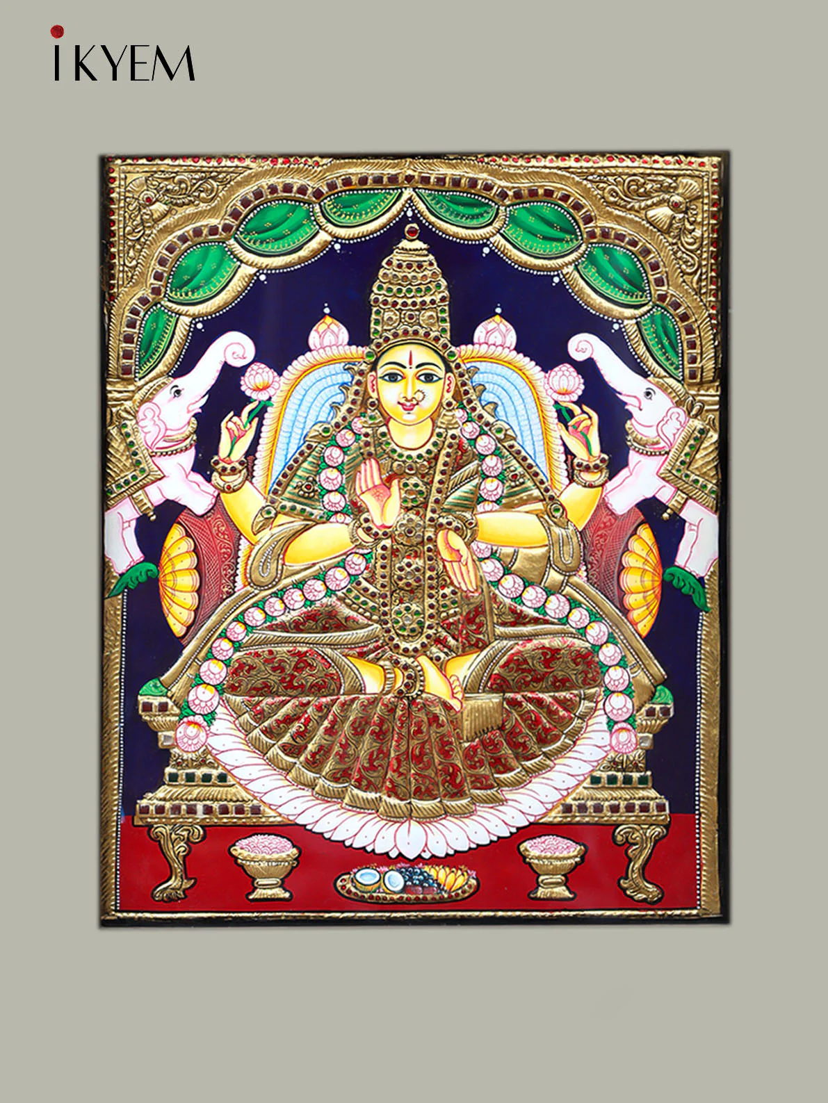 Gaja Lakshmi - Tanjore Painting 15 * 18 Inches - Image 3