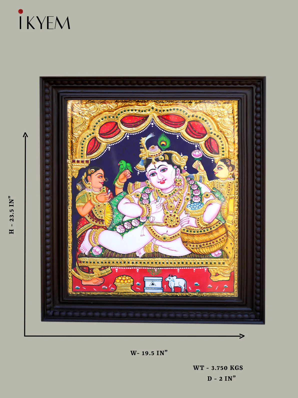 Krishna - Tanjore Painting 24* 20 Inches - Image 2