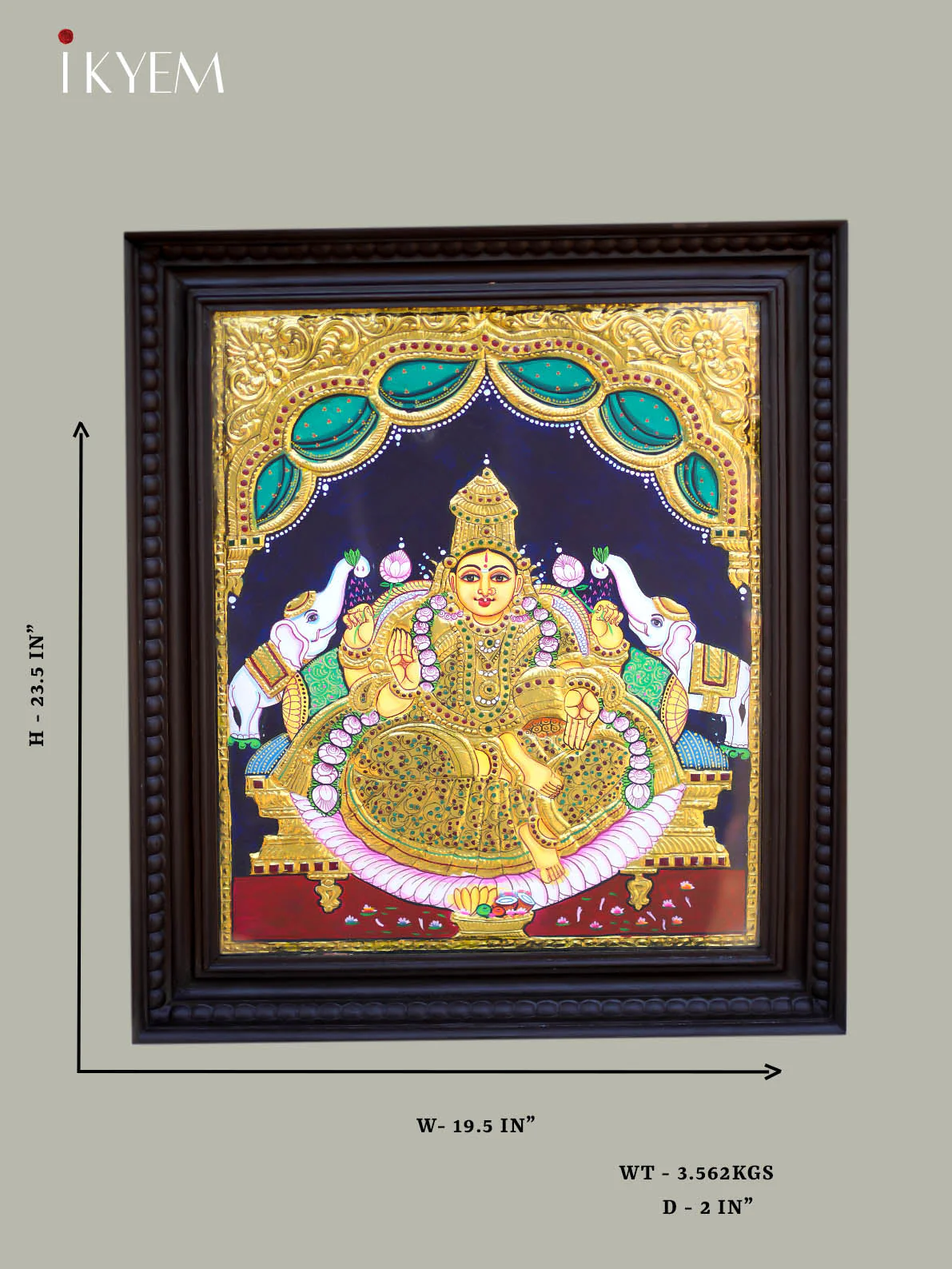 Gaja Lakshmi - Tanjore Painting 24* 20 inches - Image 2