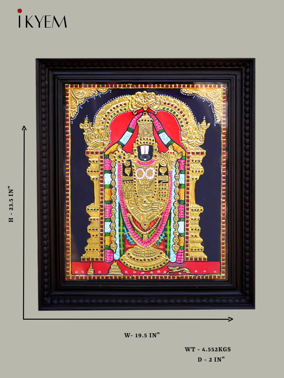 Lord Balaji - Tanjore Painting 24 * 20 inches - Image 2