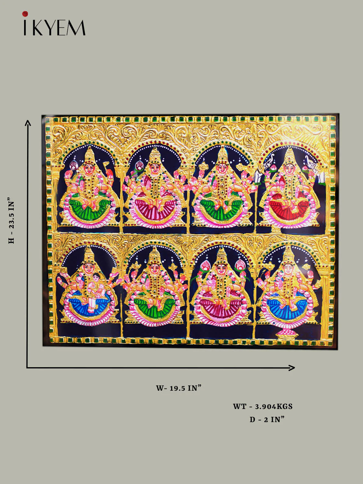 Ashtalakshmi - Tanjore Painting (20*24 inches) - Image 2
