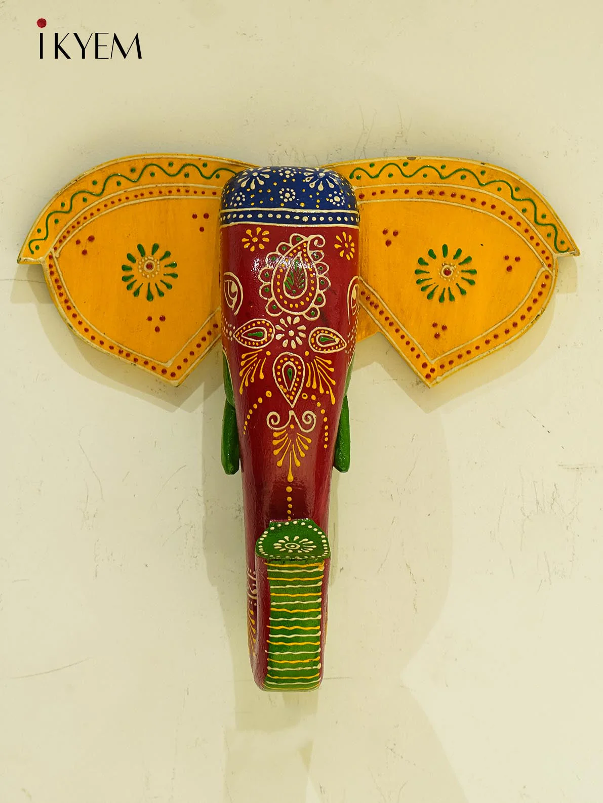 Hand Painted Elephant Mask/Head (10/10.5 inches)