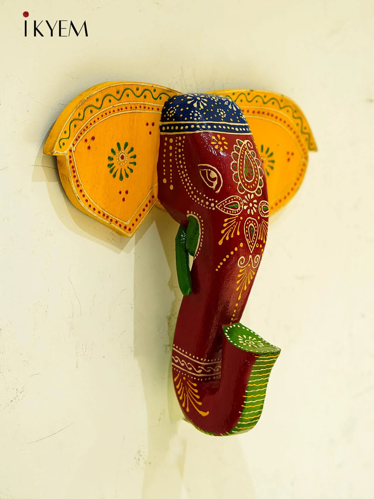 Hand Painted Elephant Mask/Head (10/10.5 inches) - Image 2
