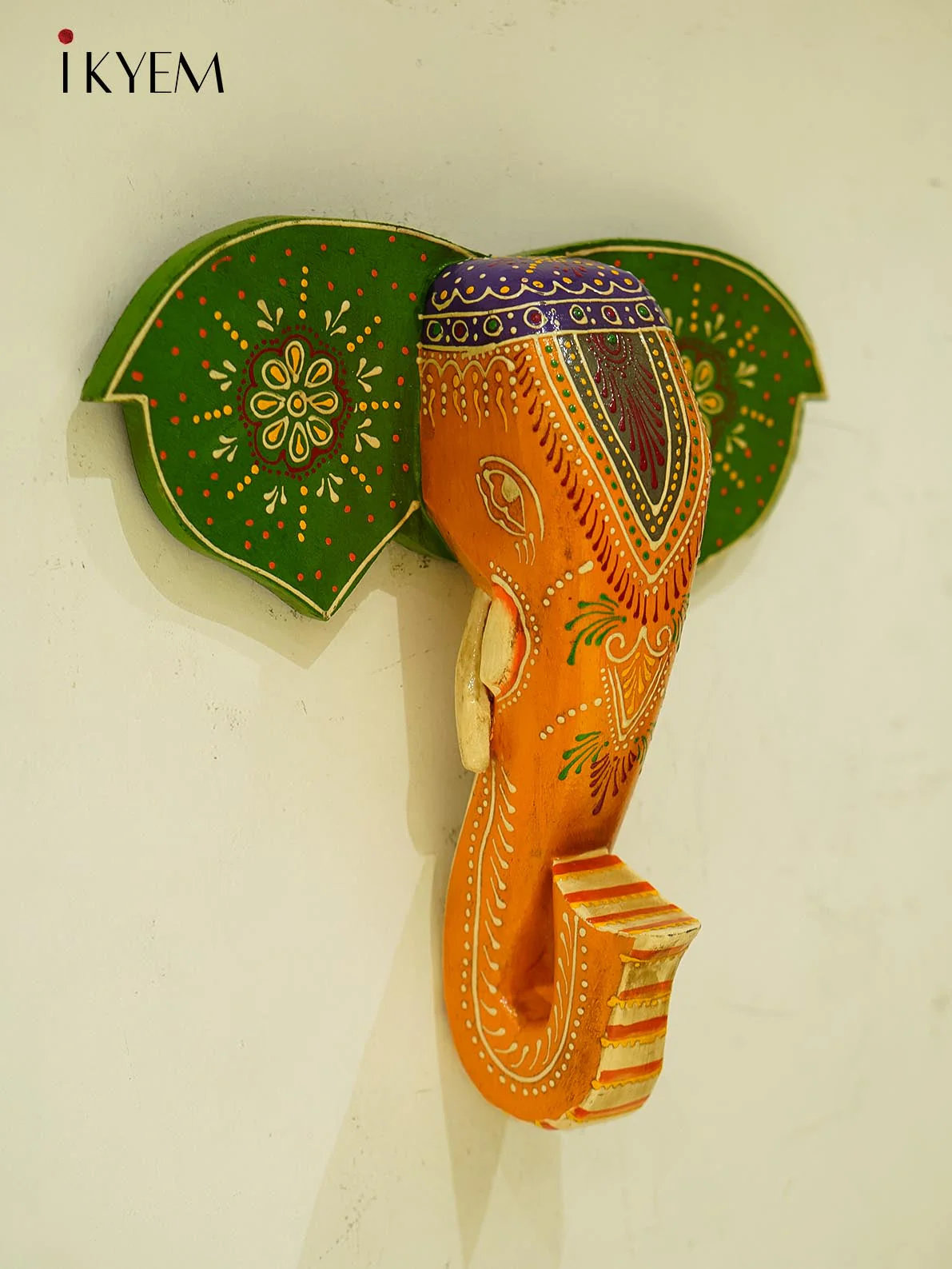 Hand Painted Elephant Mask/Head (10/10.5 inches) - Image 2