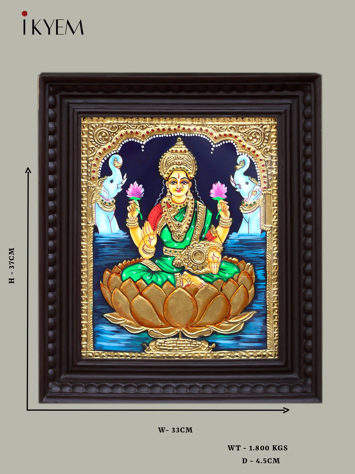 Goddess Lakshmi - Tanjore Painting - Image 2