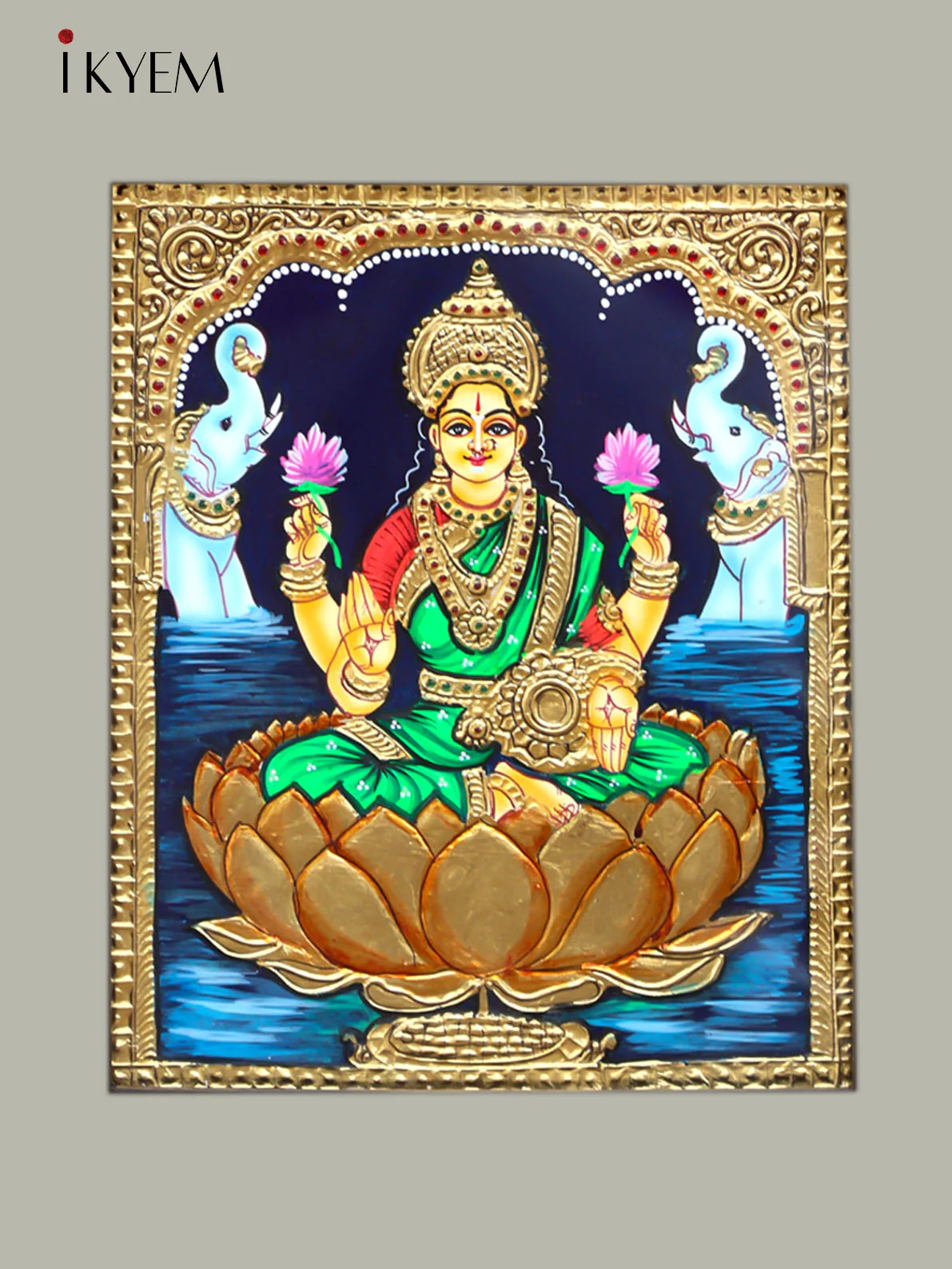 Goddess Lakshmi - Tanjore Painting - Image 3