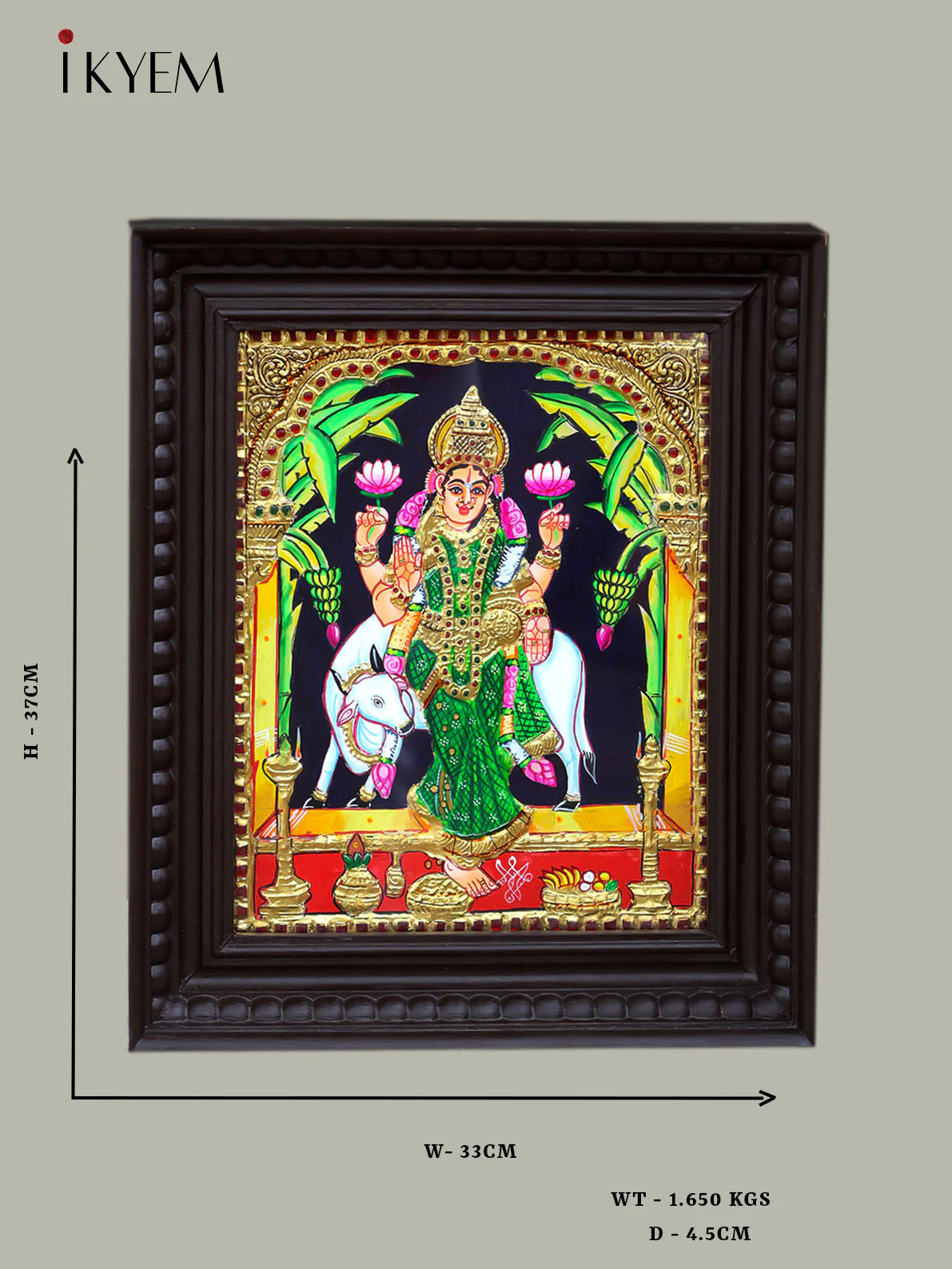 Goddess Gruha Lakshmi - Tanjore Painting - Image 2