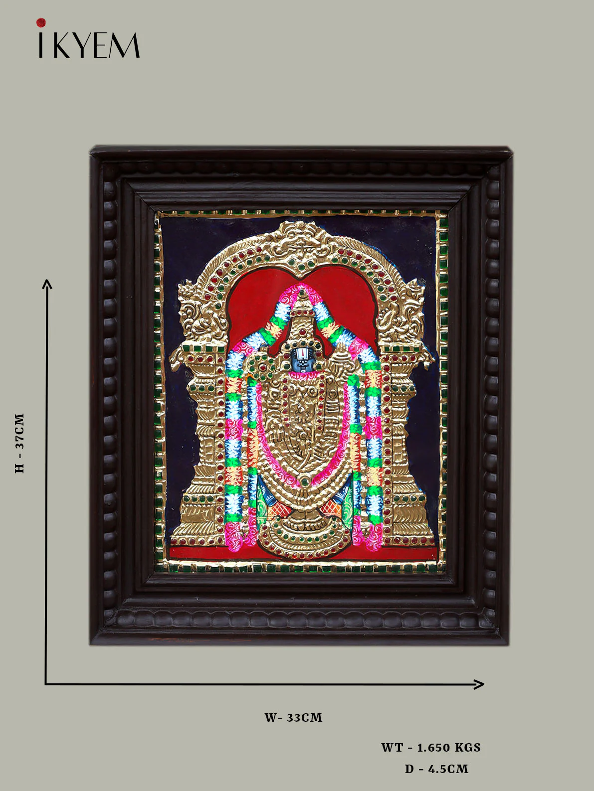 Lord Balaji - Tanjore Painting - Image 2