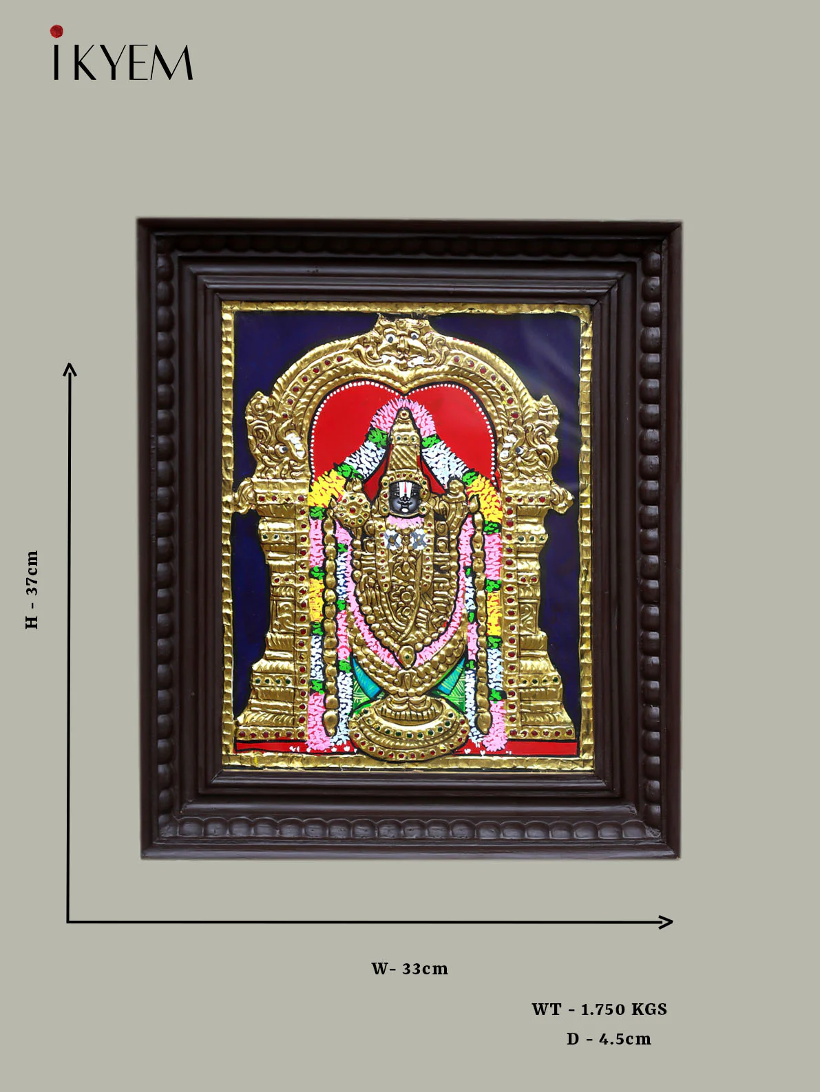 Lord Balaji - Tanjore Painting - Image 2