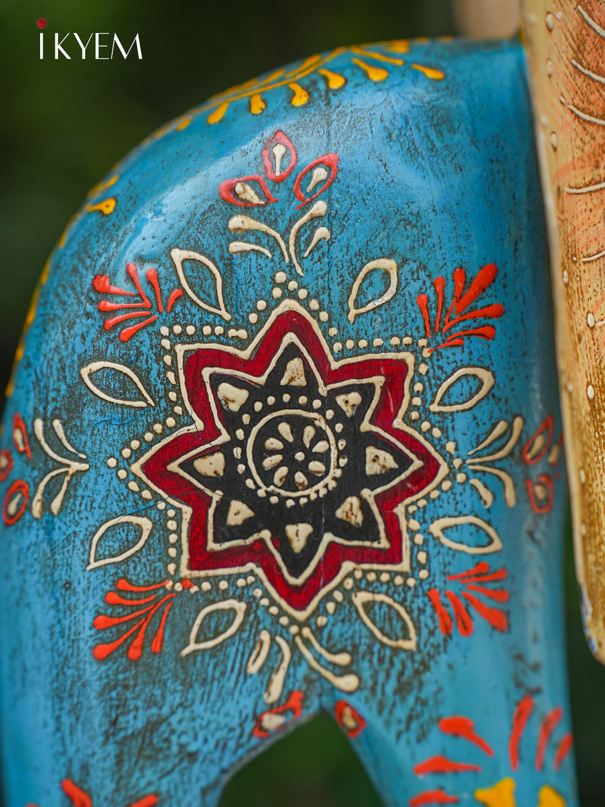 Cute Hand Painted Wood & Iron Elephant - 4IJ24028 - Image 4