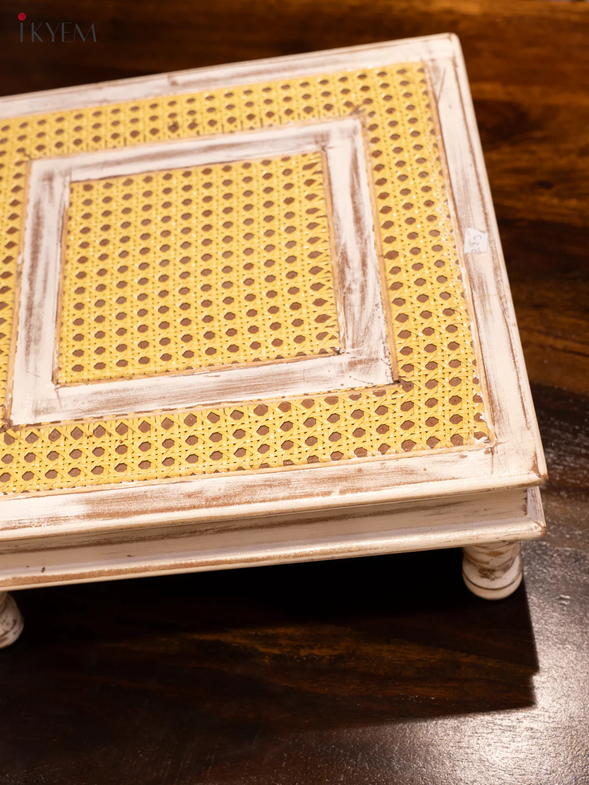 Vintage Inspired Stool With Rattan Inlay - Image 2