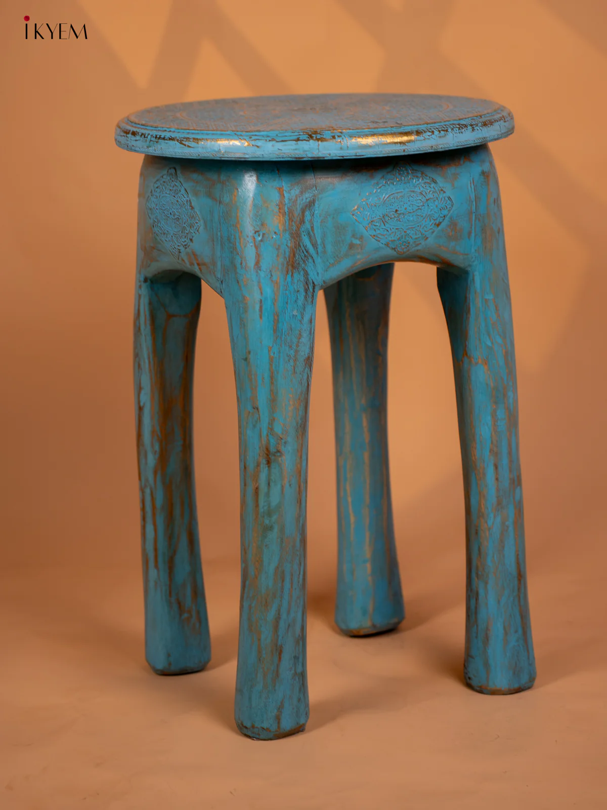 Wooden Elephant Legs Stool Blue - 20.3 Inch - 4IJ26113 - Image 2