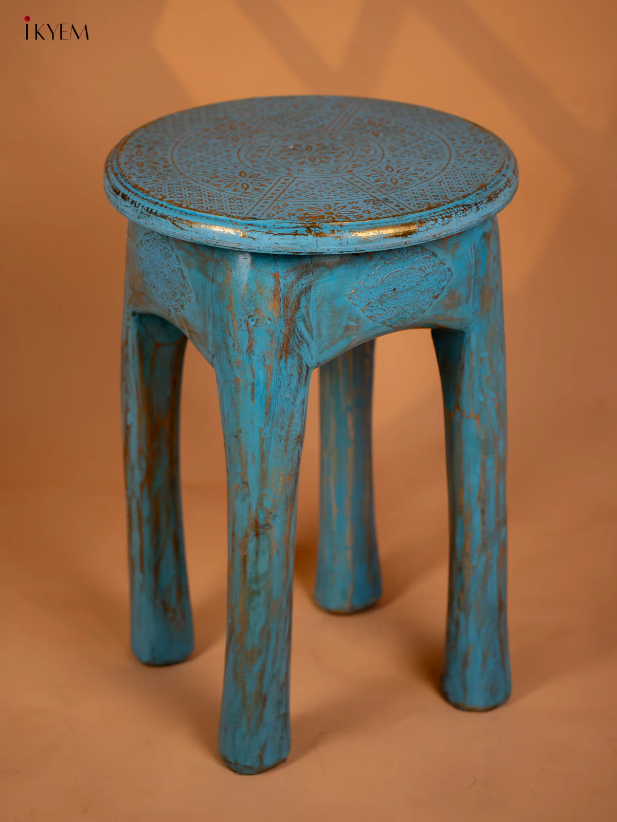 Wooden Elephant Legs Stool Blue - 20.3 Inch - 4IJ26113 - Image 3