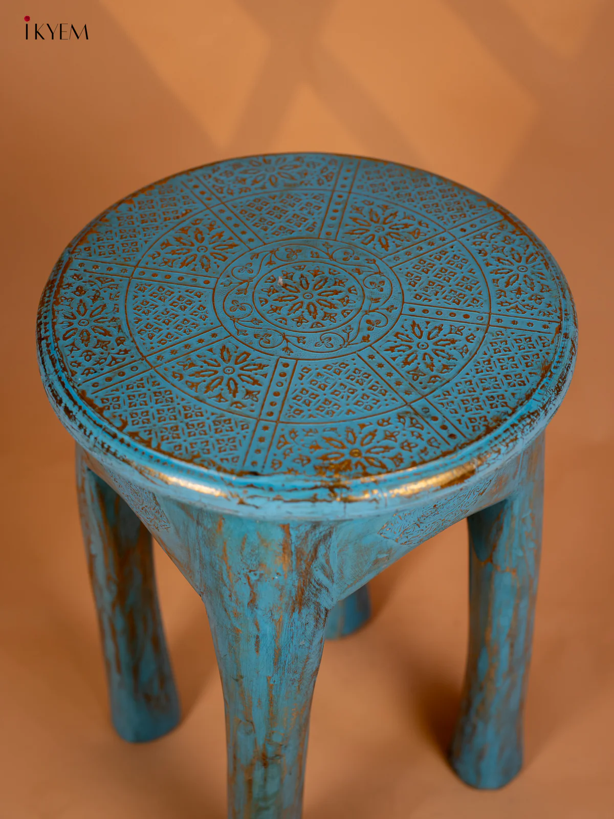 Wooden Elephant Legs Stool Blue - 20.3 Inch - 4IJ26113 - Image 4