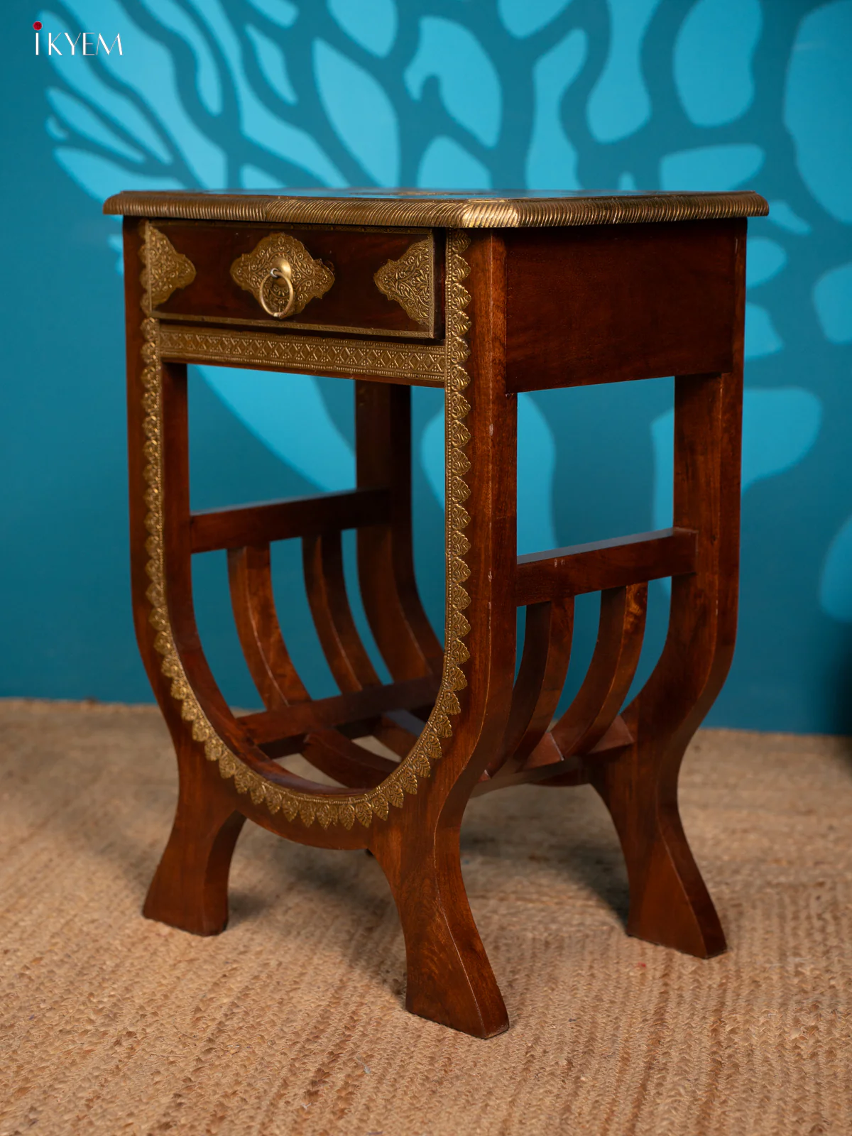 Wooden Brass Fitted Stool - 4IJ26121 - Image 4