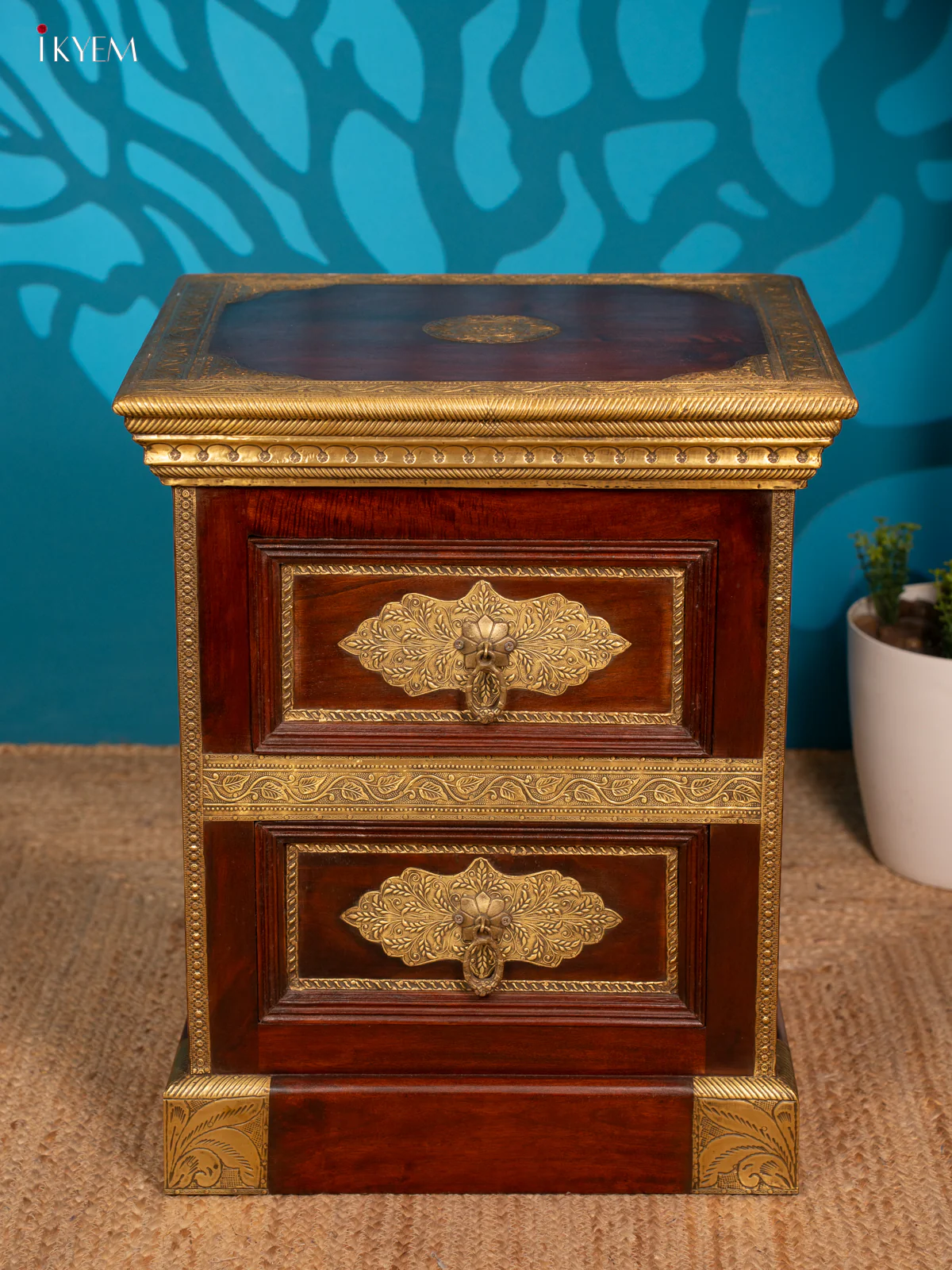 Wooden Brass Fitted Table - (26×19) Inch - 4IJ26169 - Image 2