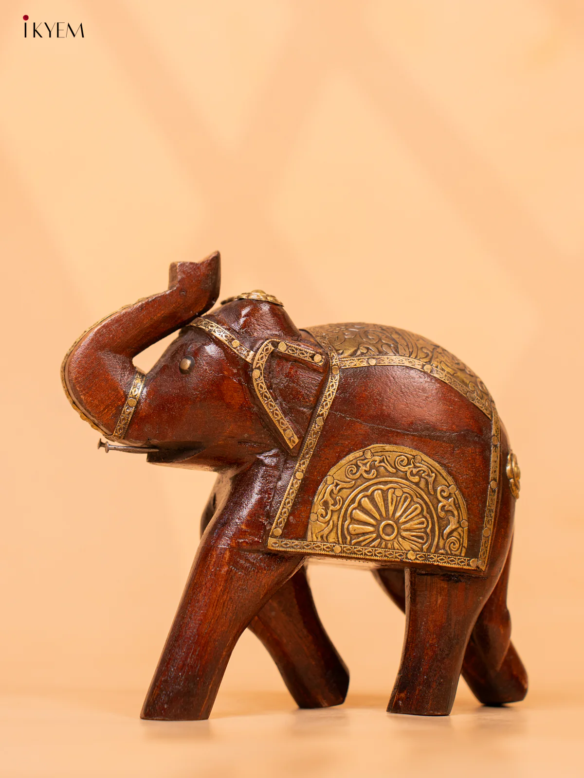 Wooden Elephant with Brass Fitted - 4IJ30079 - Image 3