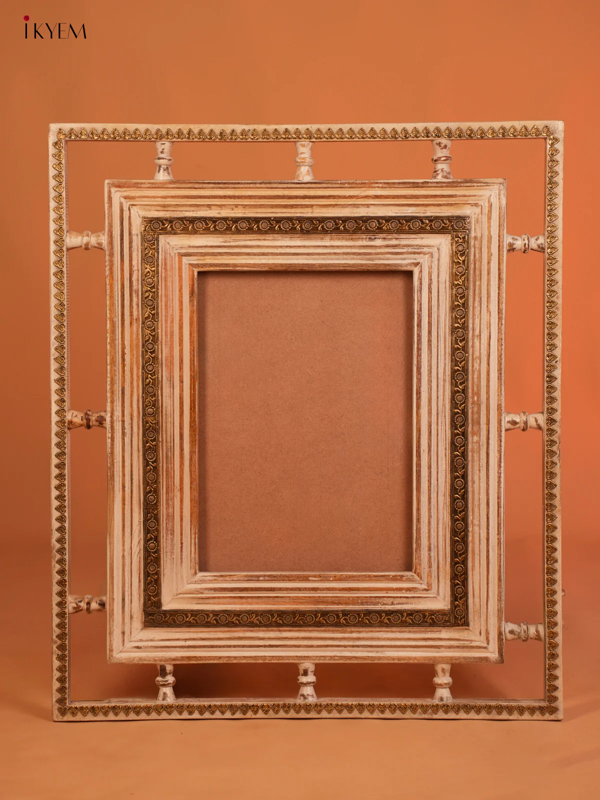 Wooden Brass Fitted Mirror Frame -4IJ30091