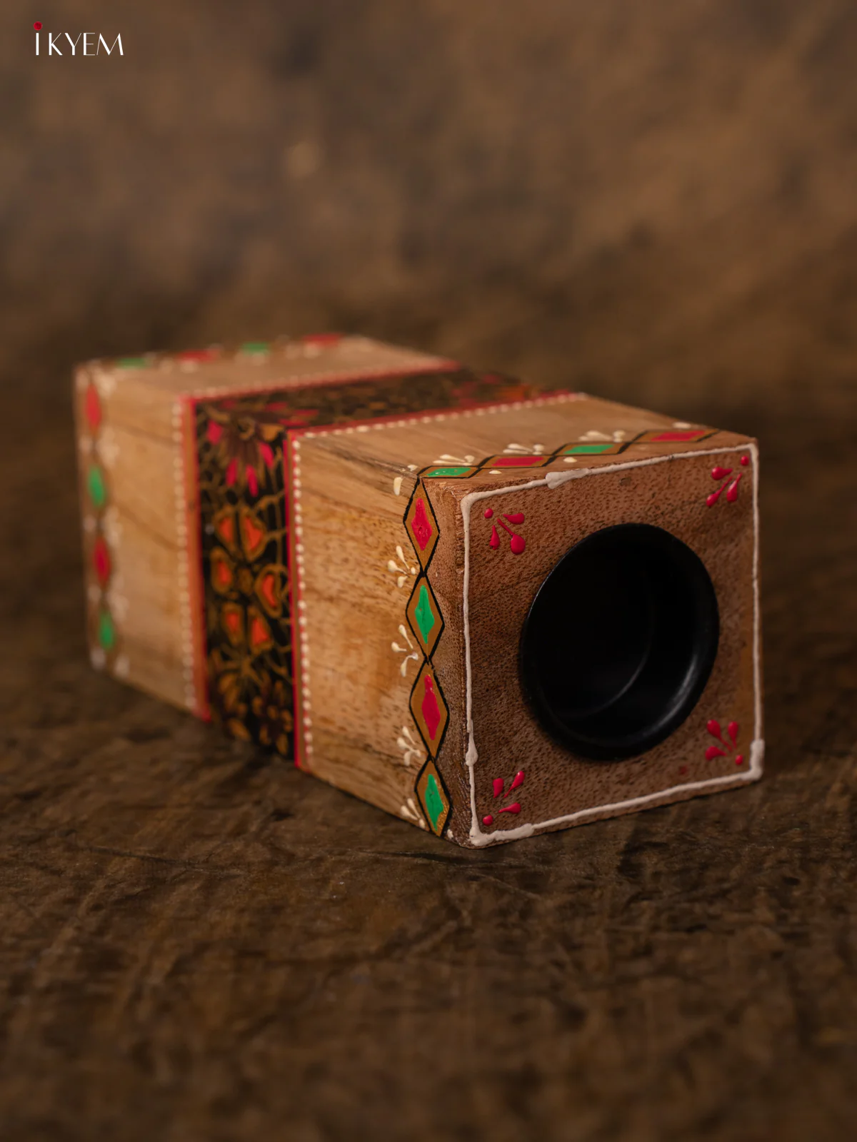 Hand Painted wooden Candel Holder - 7.2 Inch - 4IJ30125 - Image 4