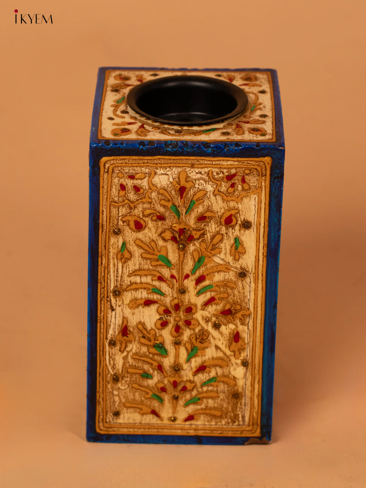 Hand painted Wooden Candle Holder - 6 Inch - 4IJ30136