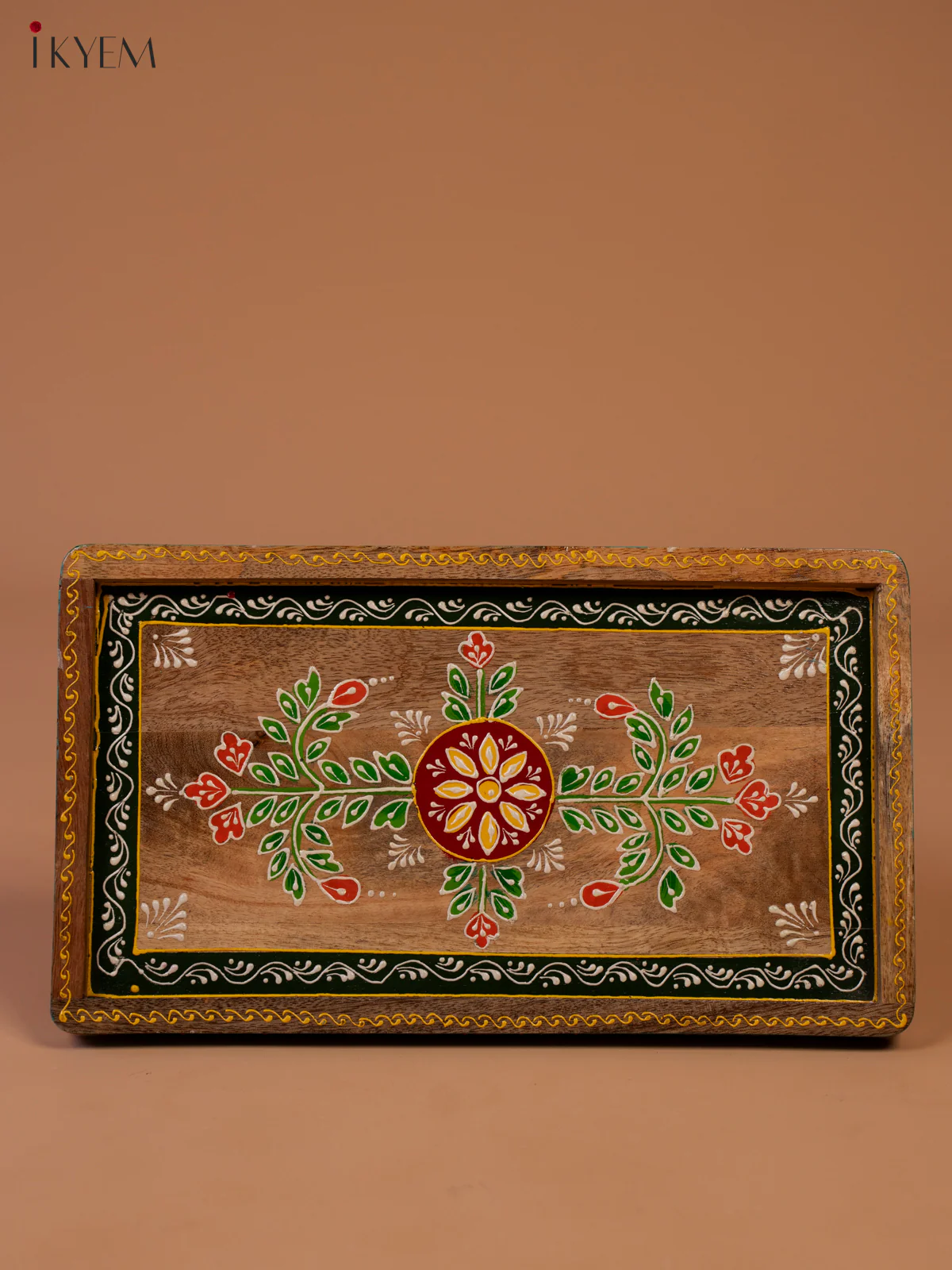 Hand Painted Wooden Serving Tray with 2 Bowls - Image 3