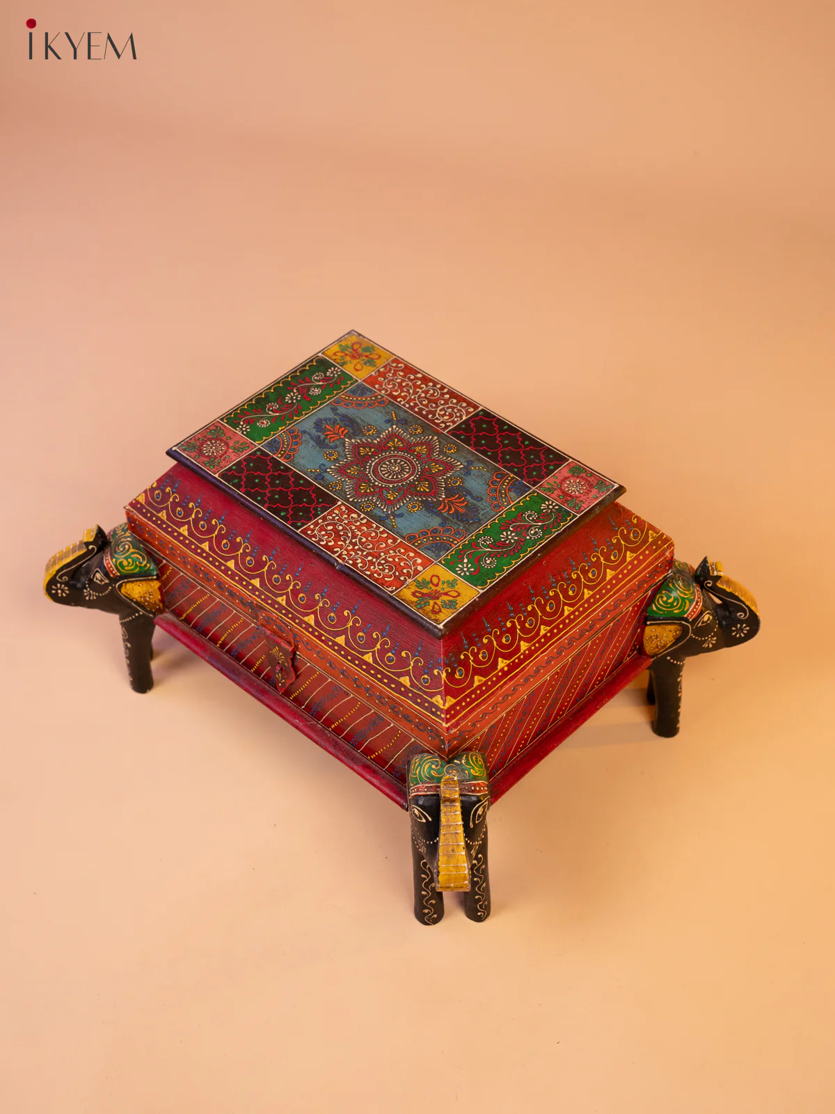 Rajasthani Hand Painted Wood Storage Box - 11 Inch - 4JJ01049 - Image 4