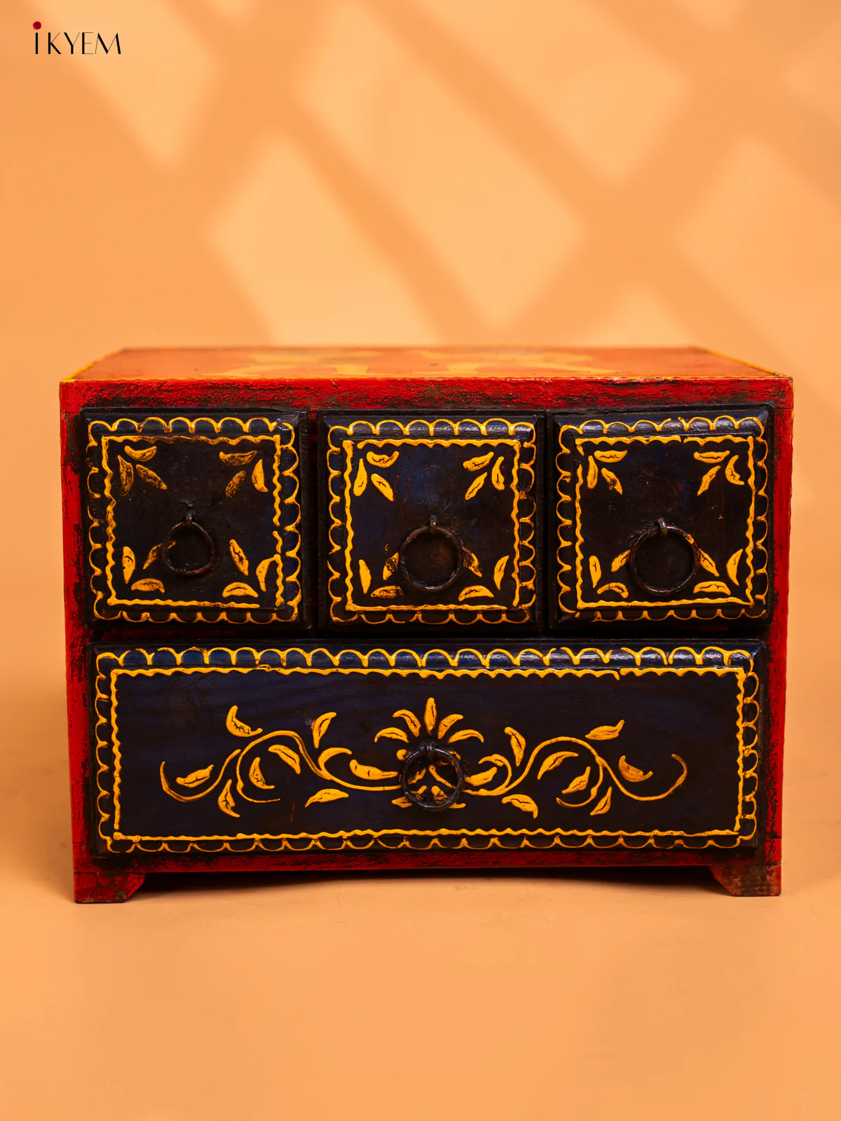Wooden Hand Painted with 4 Drawers- 7.8 Inch - 4JJ01059