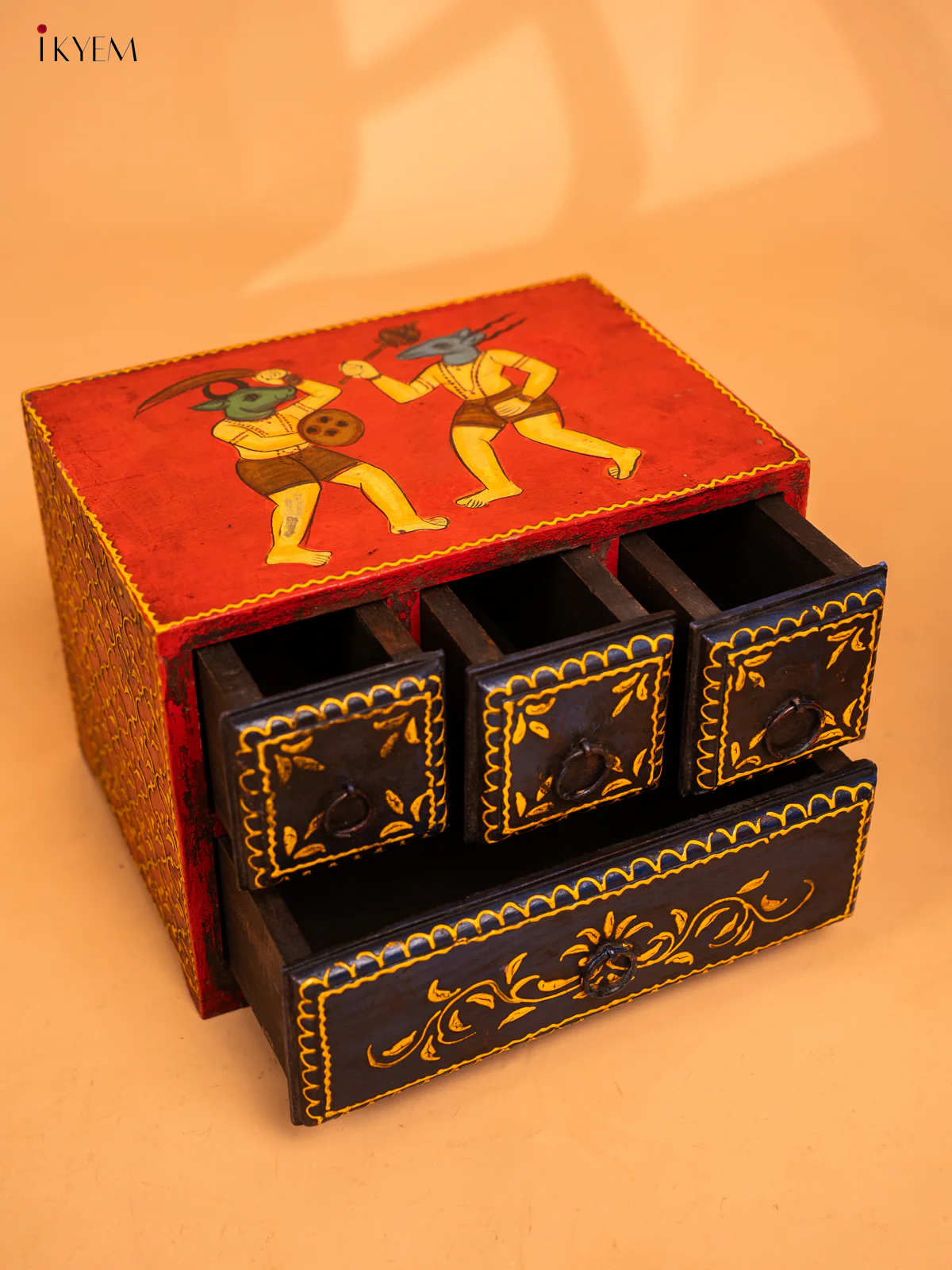 Wooden Hand Painted with 4 Drawers- 7.8 Inch - 4JJ01059 - Image 2