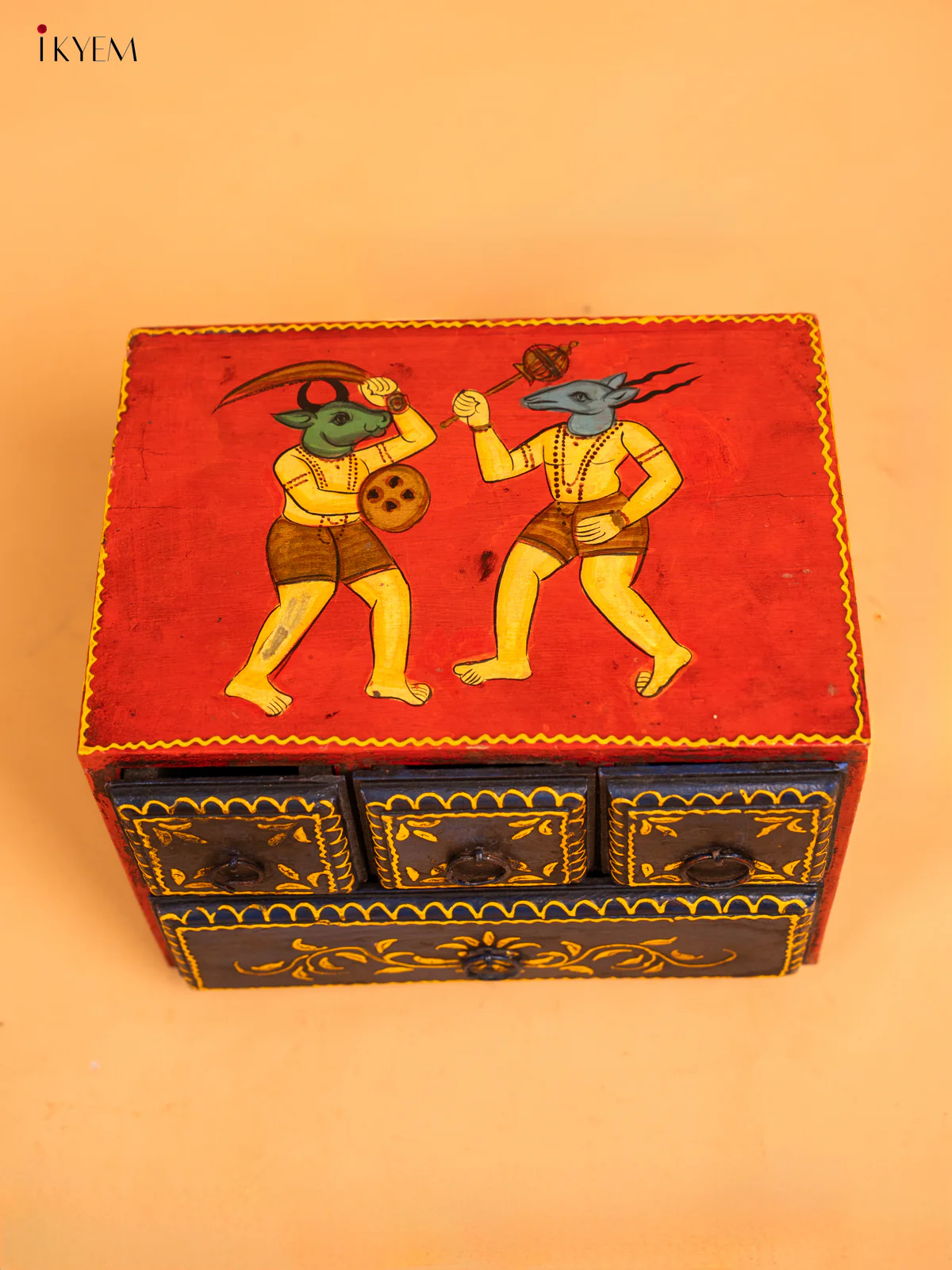 Wooden Hand Painted with 4 Drawers- 7.8 Inch - 4JJ01059 - Image 5