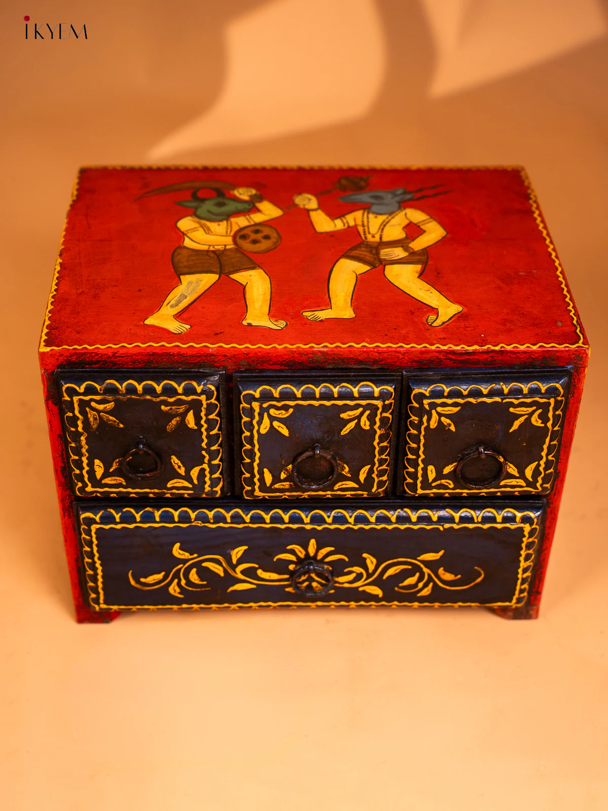 Wooden Hand Painted with 4 Drawers- 7.8 Inch - 4JJ01059 - Image 6