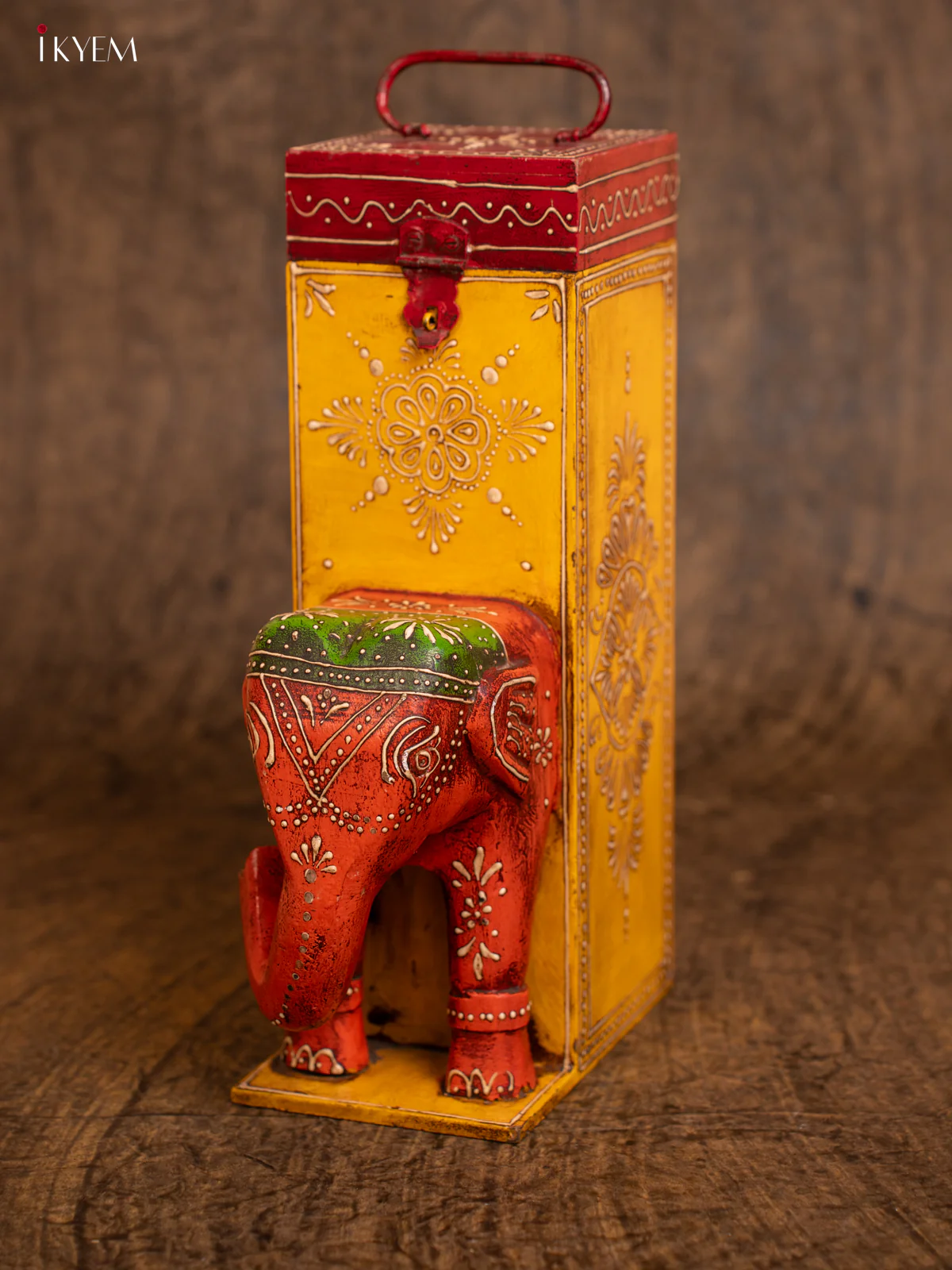 Wooden Hand Painted Elephant Box - 13.3 Inch - 4JJ02001 - Image 3