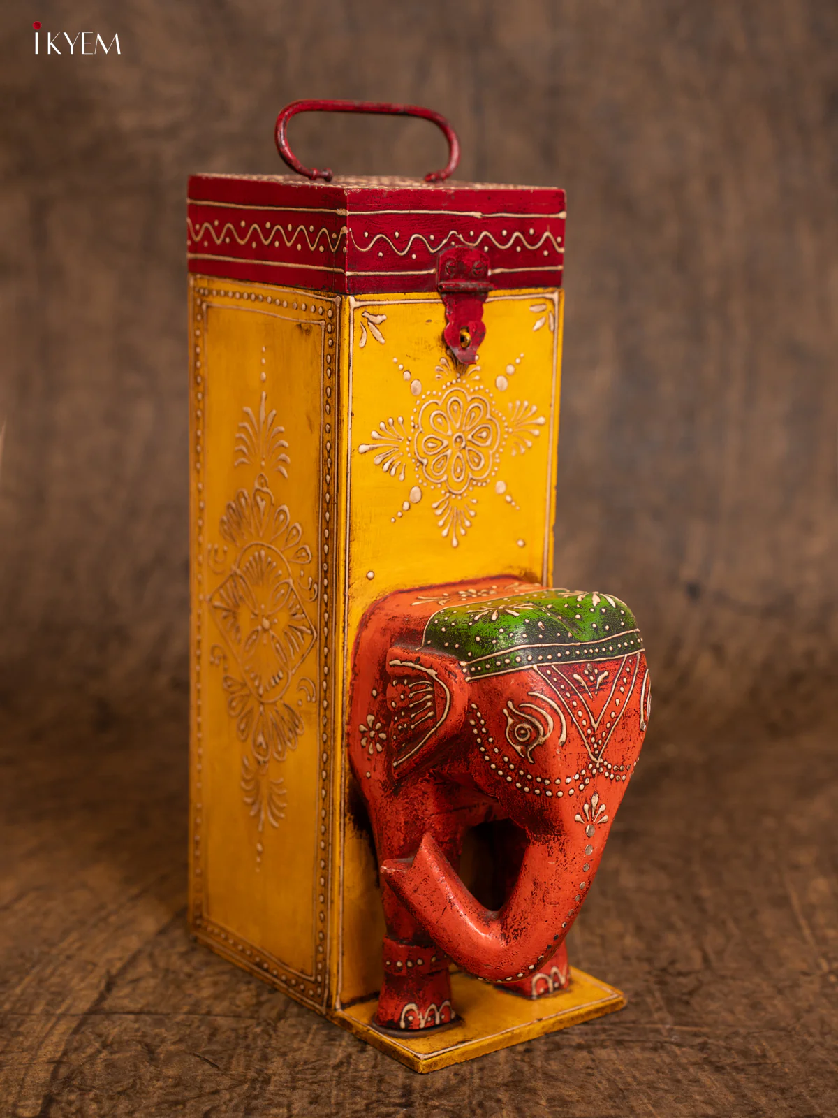 Wooden Hand Painted Elephant Box - 13.3 Inch - 4JJ02001 - Image 5