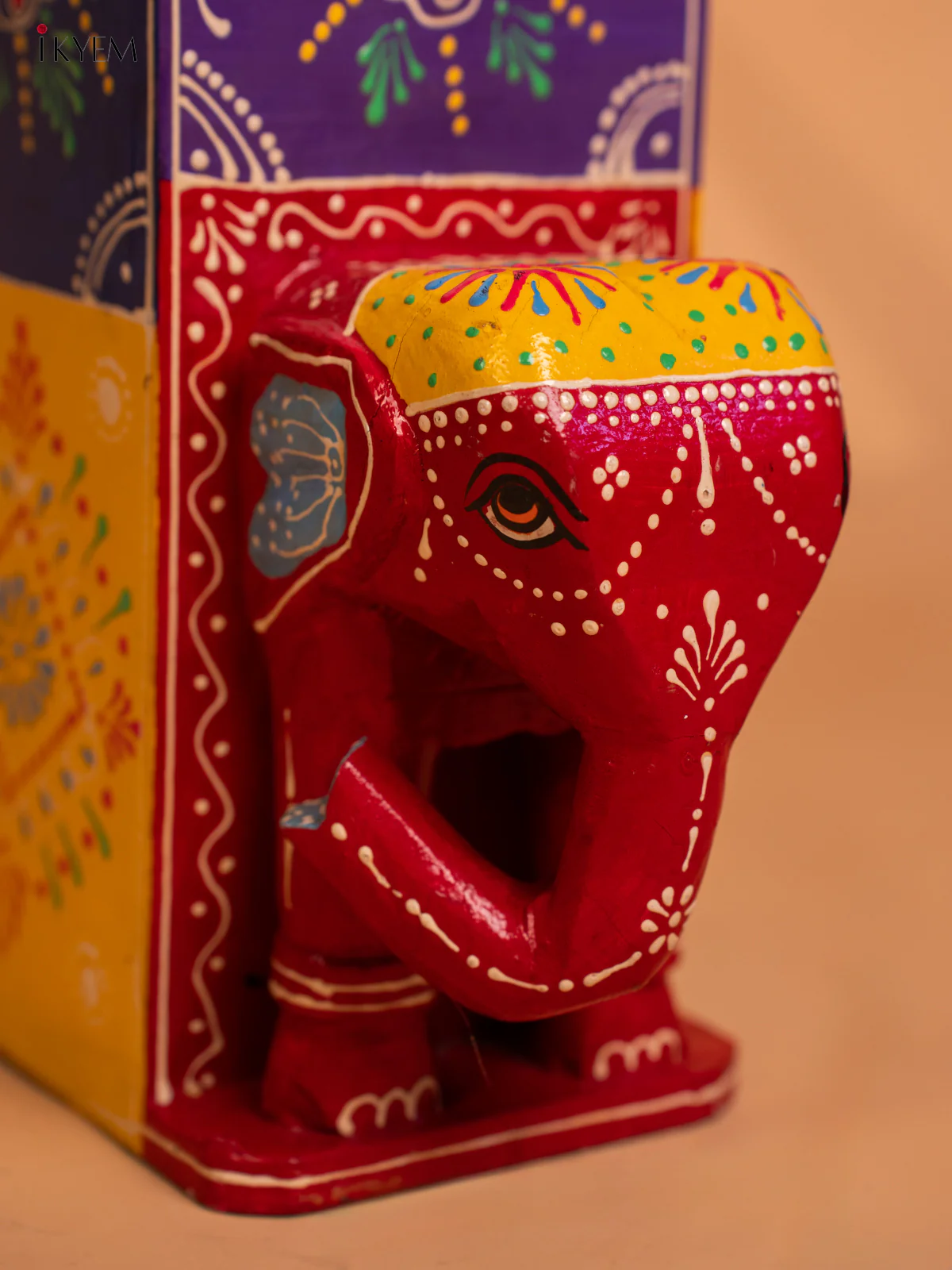 Wooden Multi colour Hand Painted Elephant Box - 13.3 Inch- 4JJ02002 - Image 4