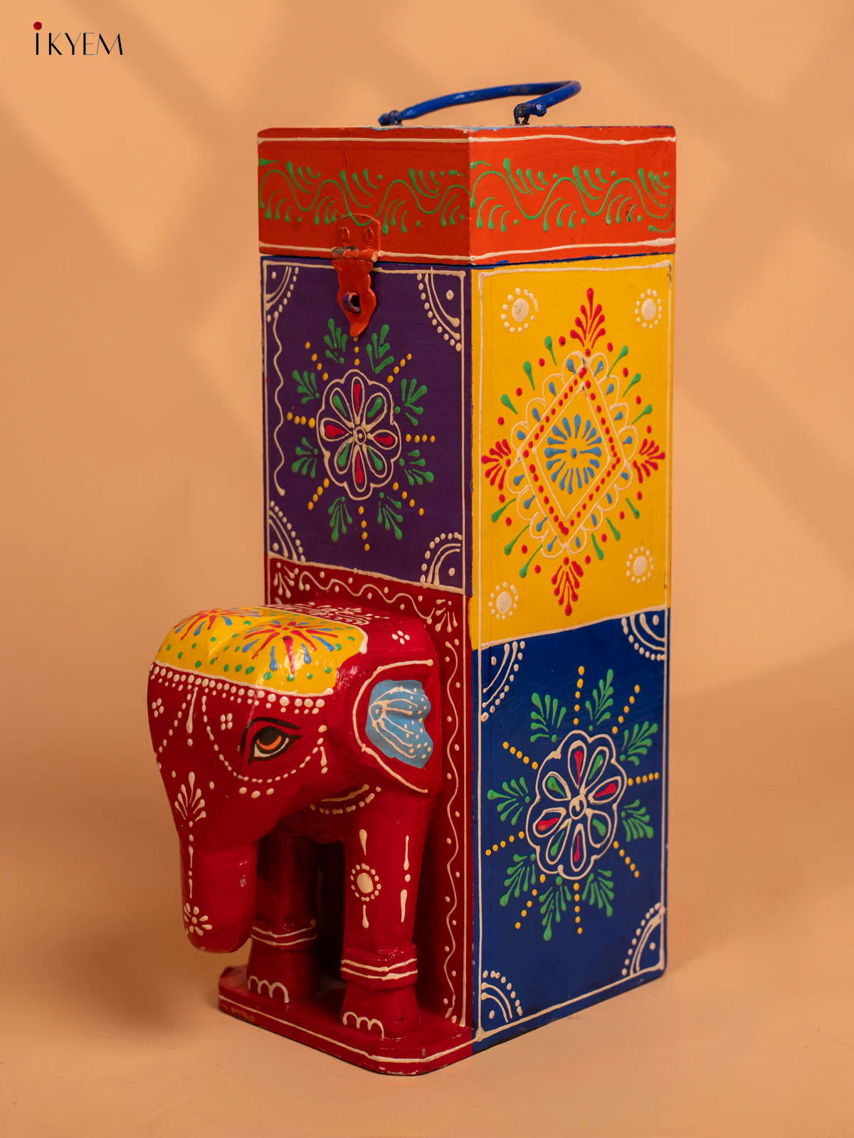 Wooden Multi colour Hand Painted Elephant Box - 13.3 Inch- 4JJ02002 - Image 5
