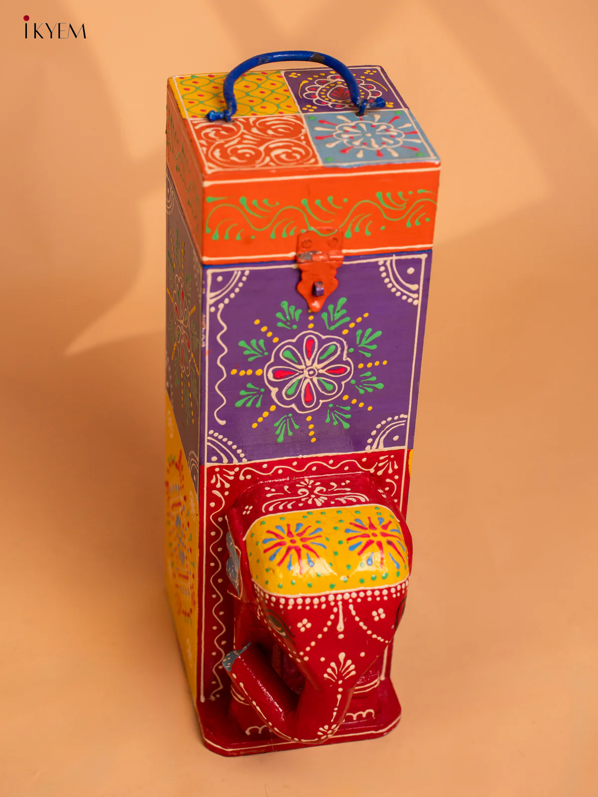 Wooden Multi colour Hand Painted Elephant Box - 13.3 Inch- 4JJ02002 - Image 6