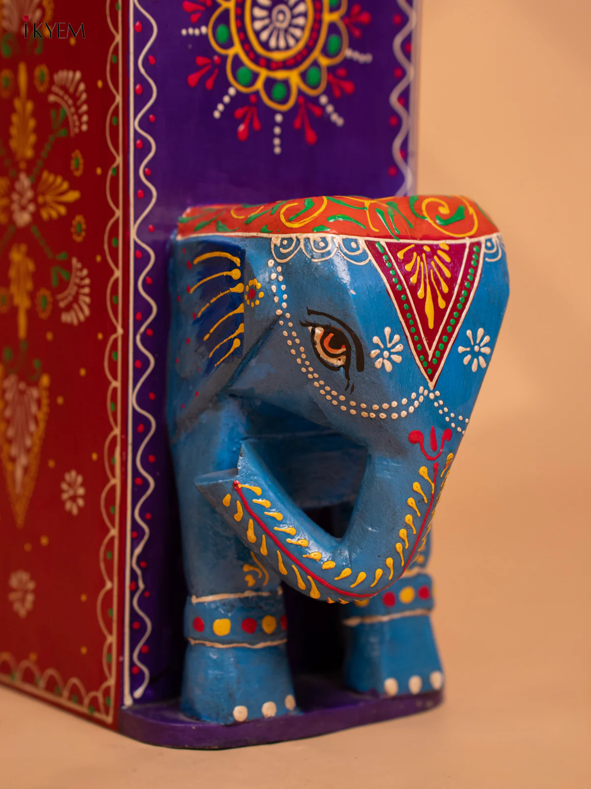 Wooden Multi colour Hand Painted Elephant Box - 4JJ02003 - Image 4