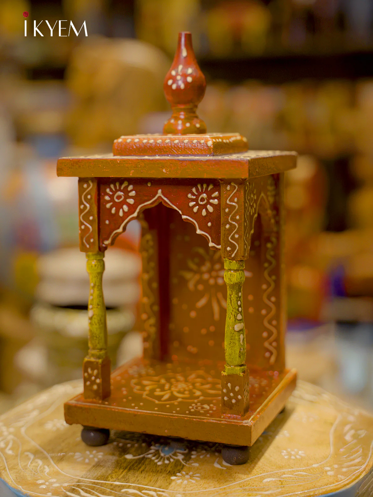 Handpainted Wooden Pooja Mantap/Madapam (Small)