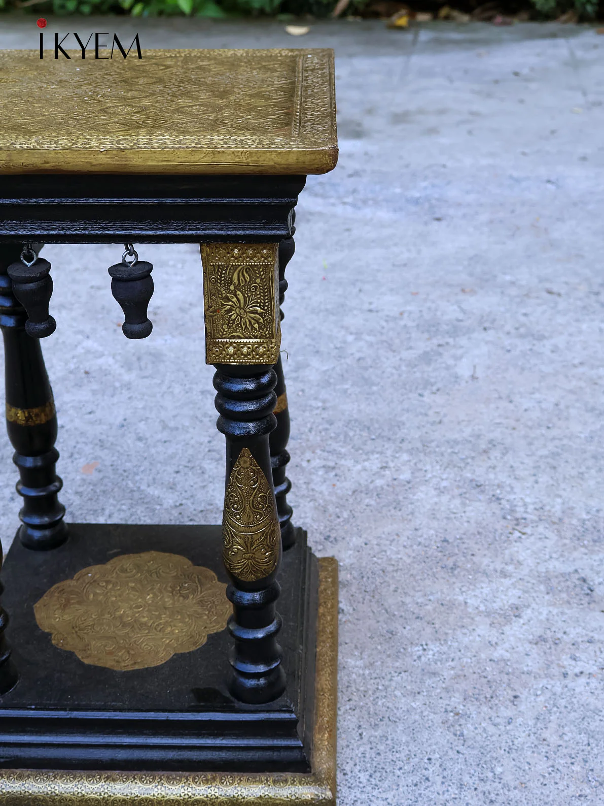 Antique Brass-Inlaid End Table - Image 4