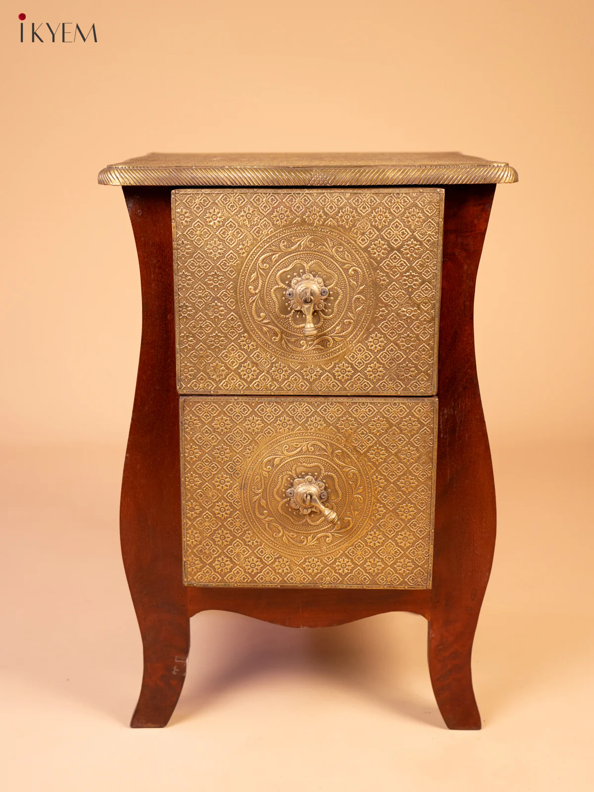 Wooden Brass Fitted Bedside Table - (23.6×15.7) Inch - 4JJ04008