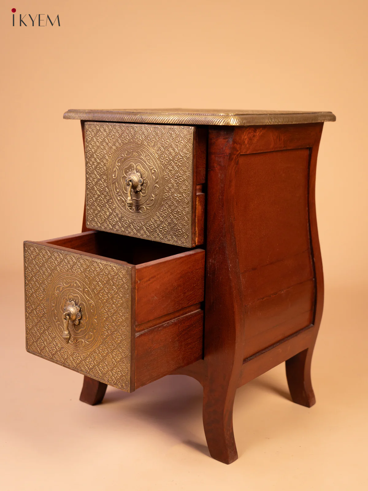 Wooden Brass Fitted Bedside Table - (23.6×15.7) Inch - 4JJ04008 - Image 3