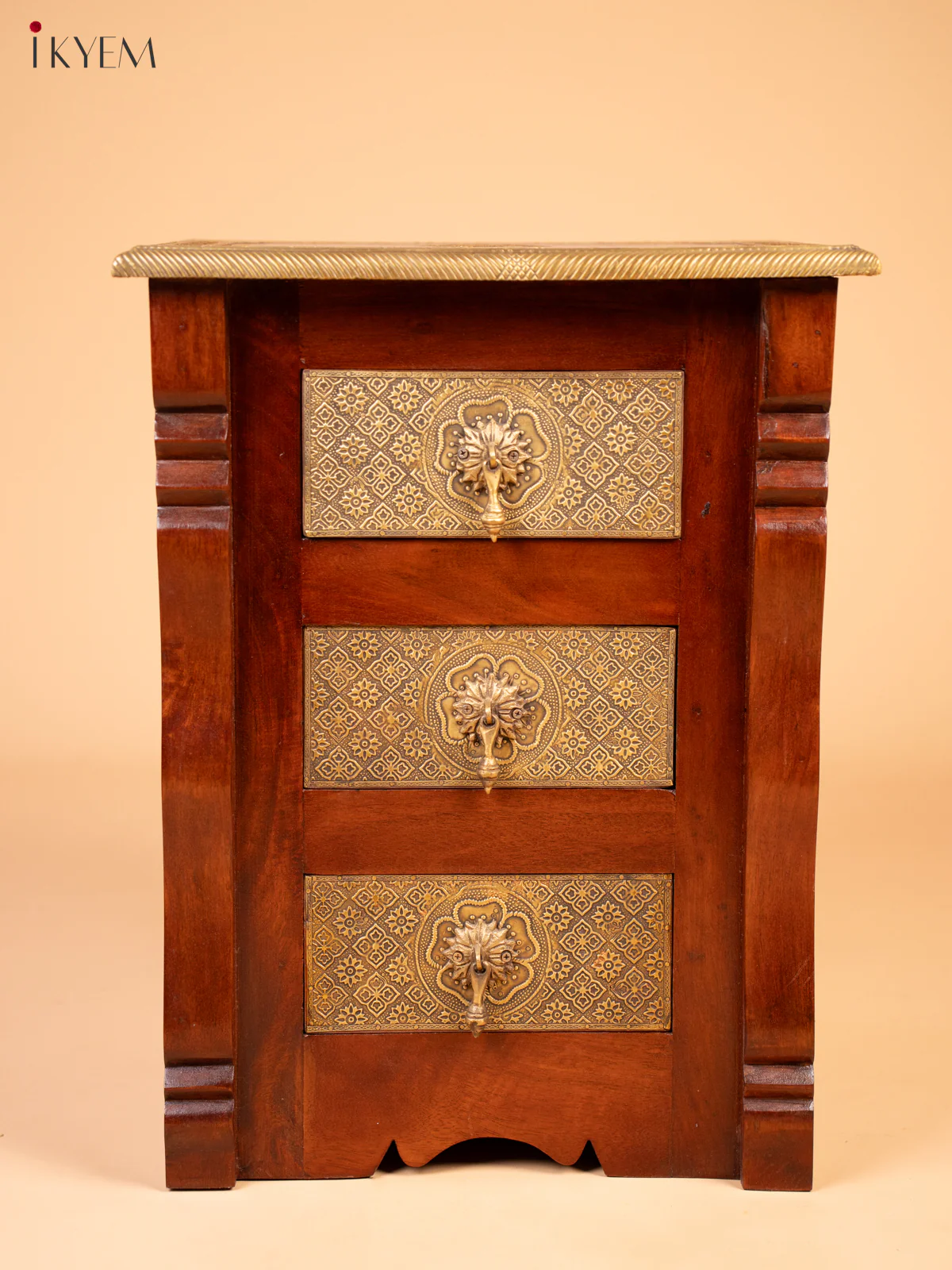 Wooden Brass Fitted Bedside Table - 4JJ04011