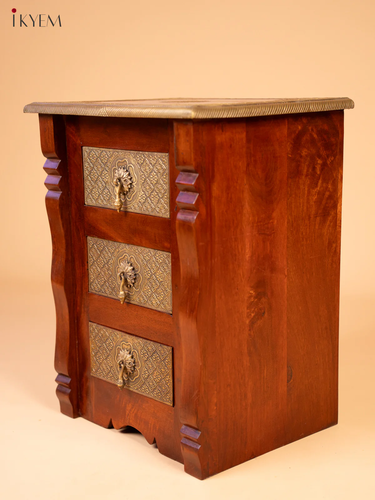 Wooden Brass Fitted Bedside Table - 4JJ04011 - Image 6