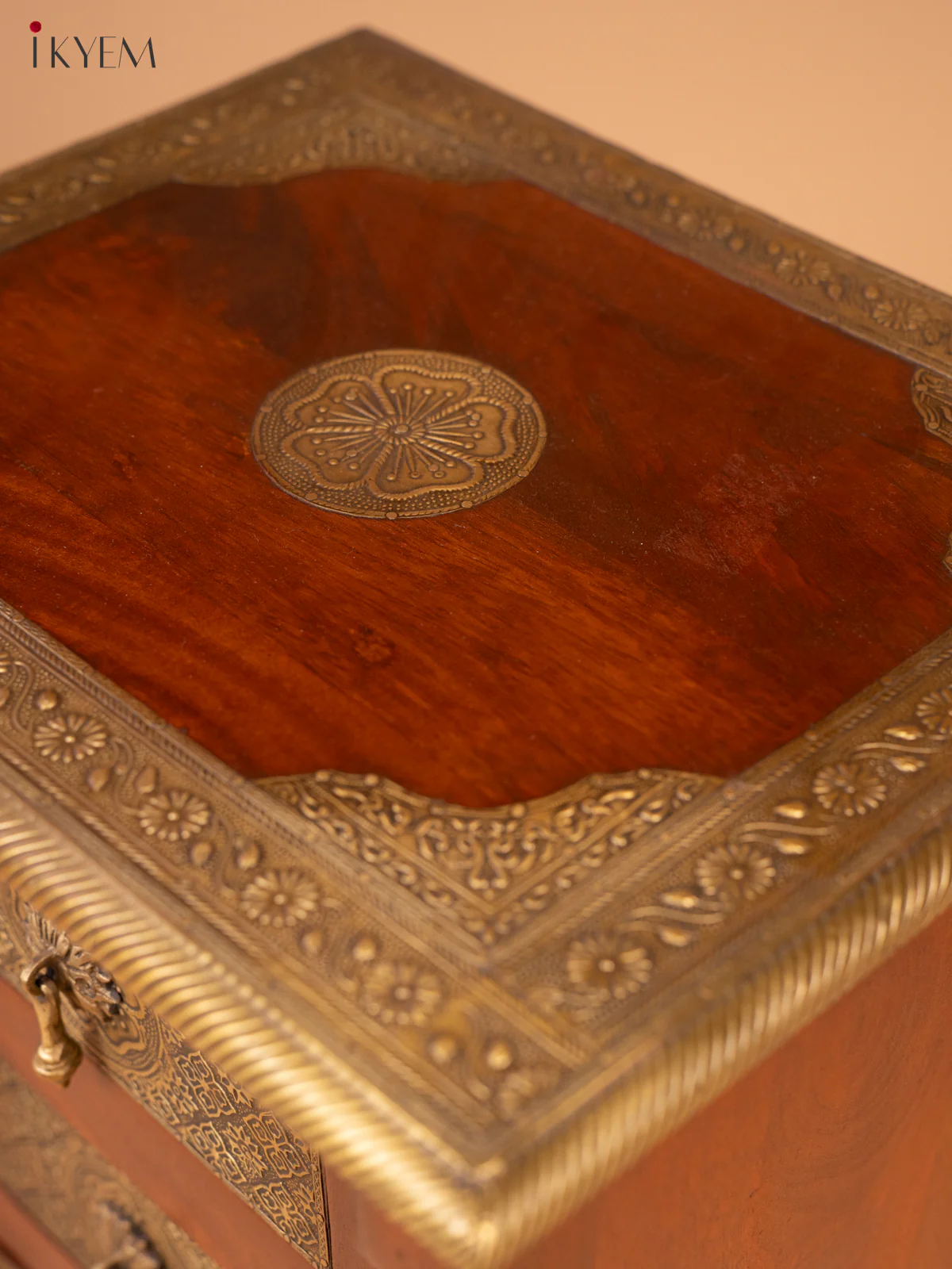 Wooden Brass Fitted Bedside Table - 4JJ04011 - Image 8