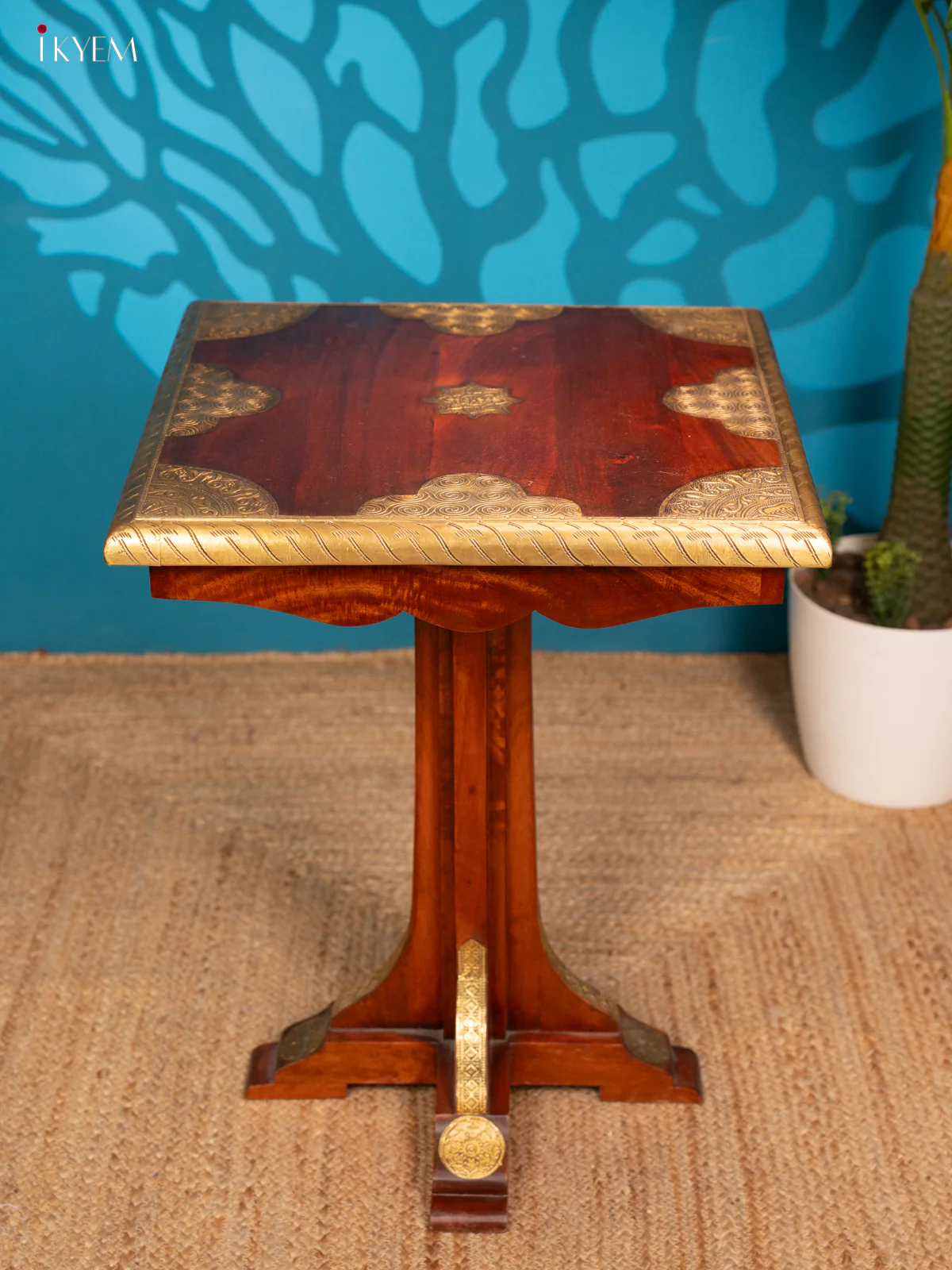 Wooden Table Brass Fitted - (25×20) Inch - 4JJ04017 - Image 2