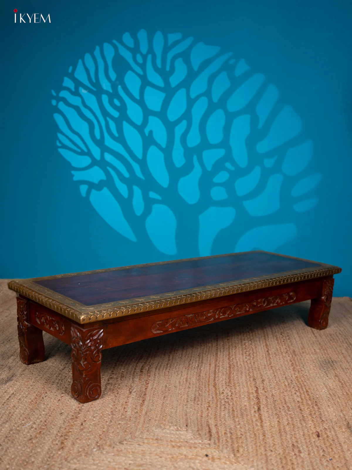 Wooden Table Brass Fitted Carved - (10×45) Inch - 4JJ04021 - Image 2