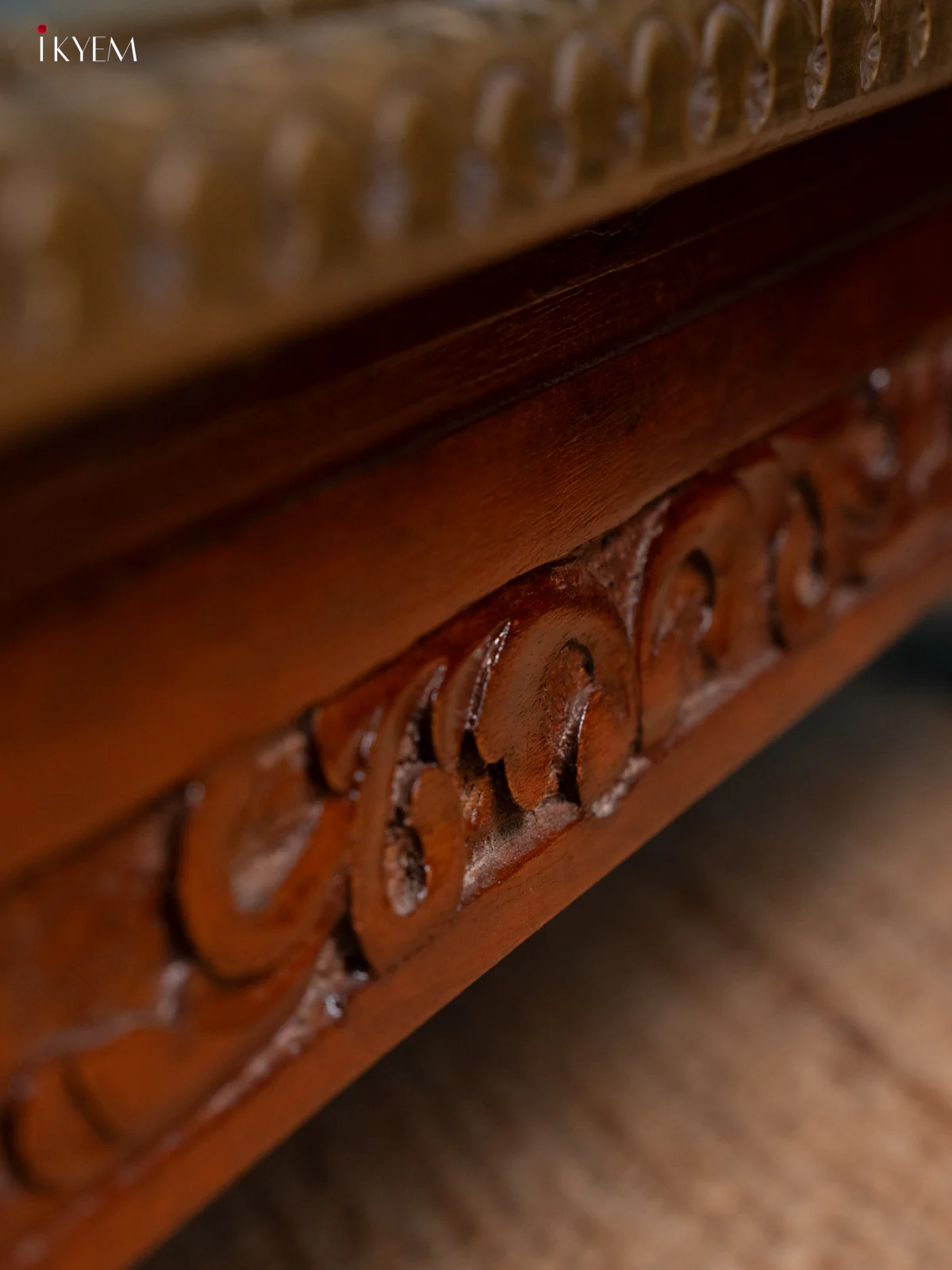 Wooden Table Brass Fitted Carved - (10×45) Inch - 4JJ04021 - Image 4