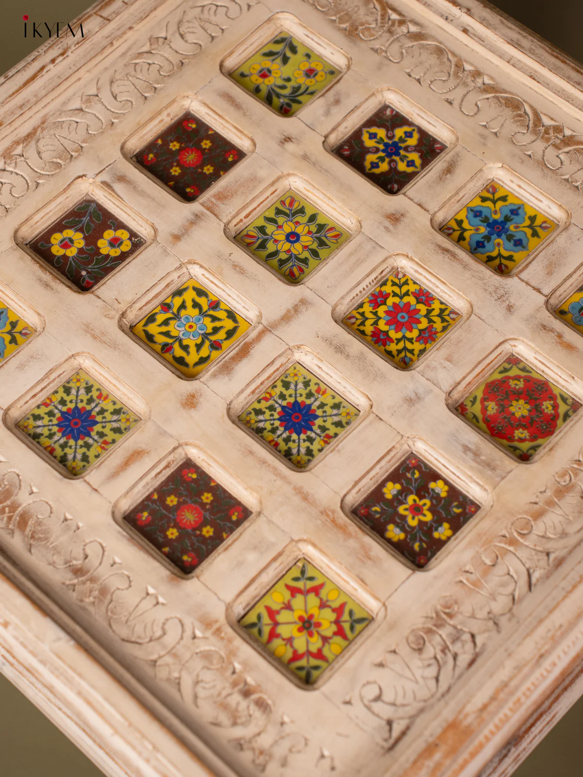 Hand-Painted Wooden Table Tile Fitted - White - (18×23) Inches - 4JJ04028 - Image 6